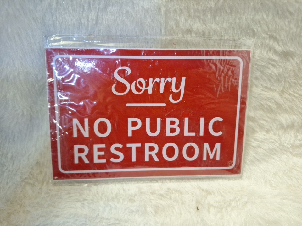 6 Pack- SORRY No Public Restroom Wall Door Sign -Red (Small) 4 x 6&Prime;