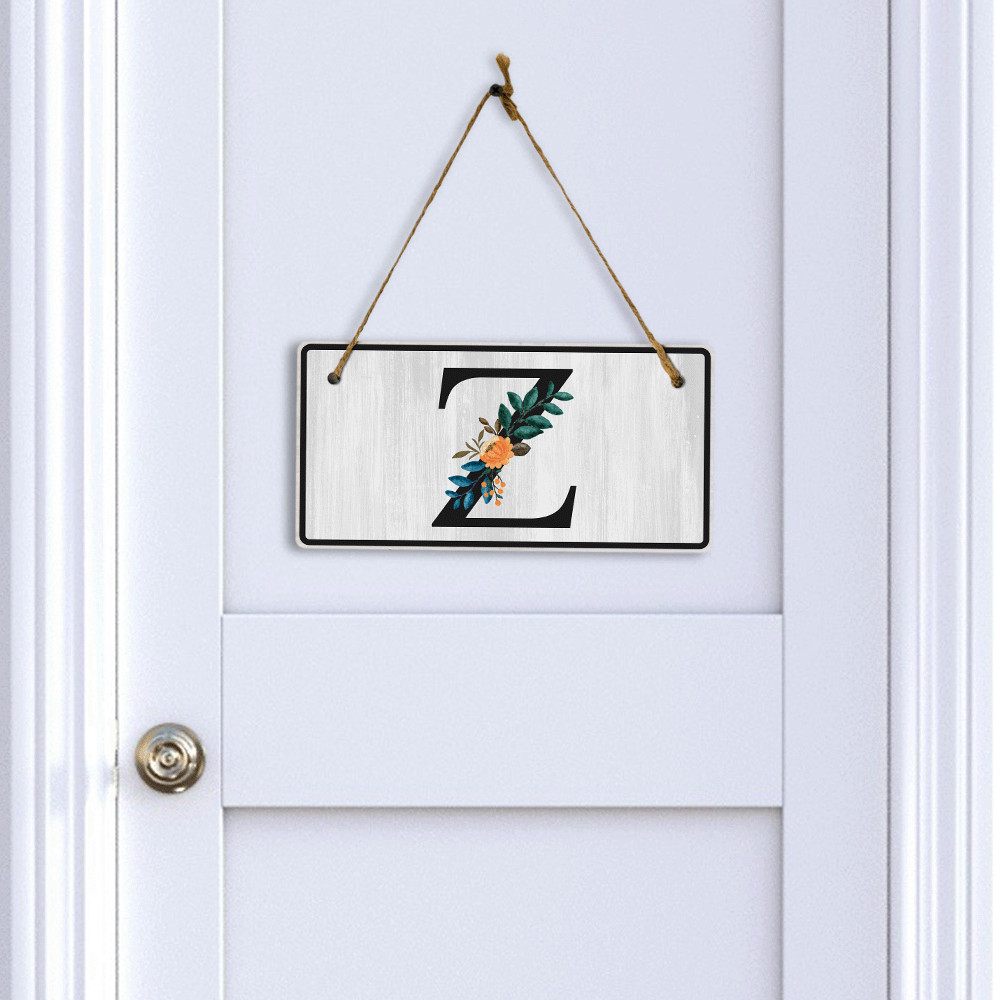 Z Flower Decor 5×10 Hanging Wall or Door Sign | Alphabet Letter Room Decoration