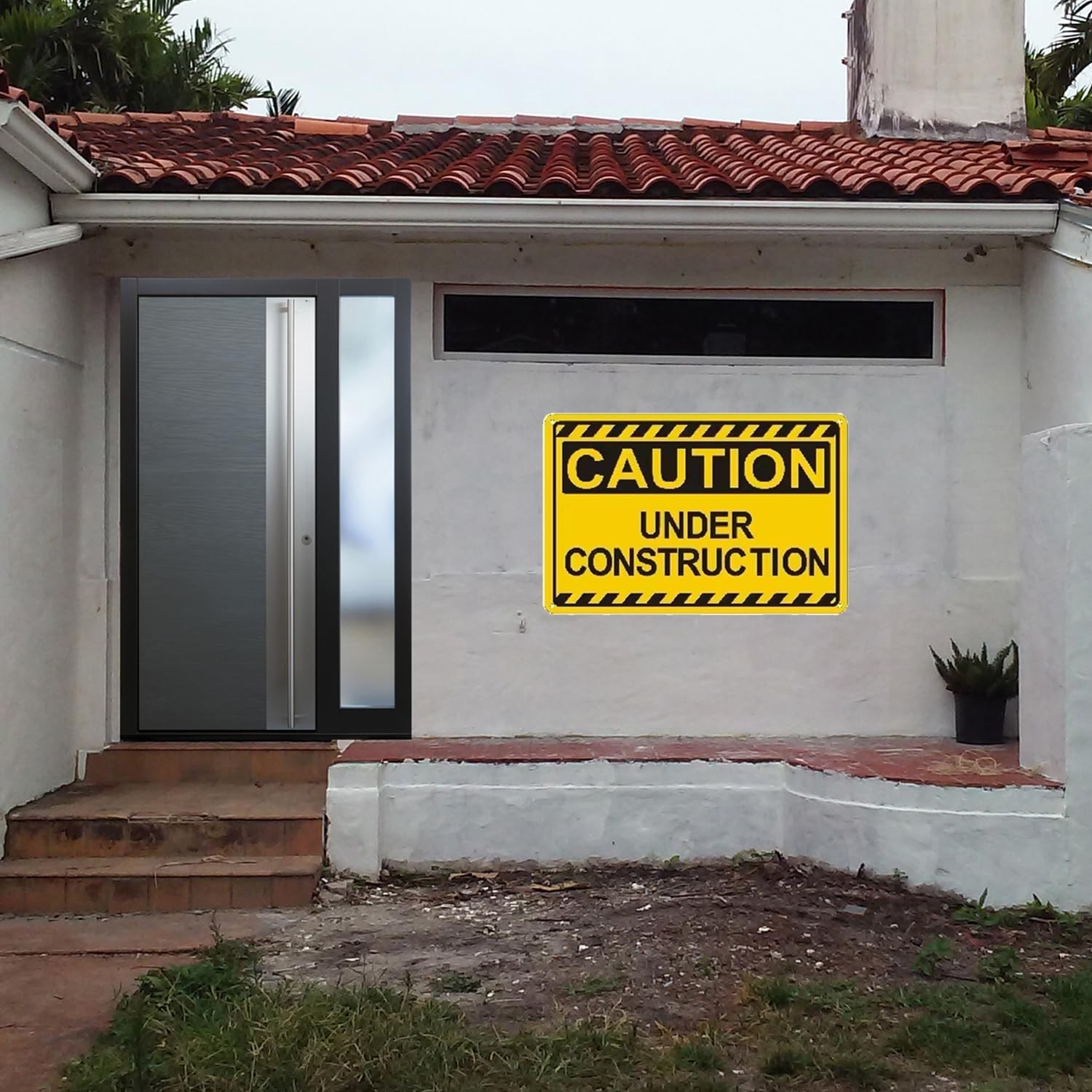 Under Construction Sign 12×8 Inch Caution Area Warning Metal Plates 2 PCS