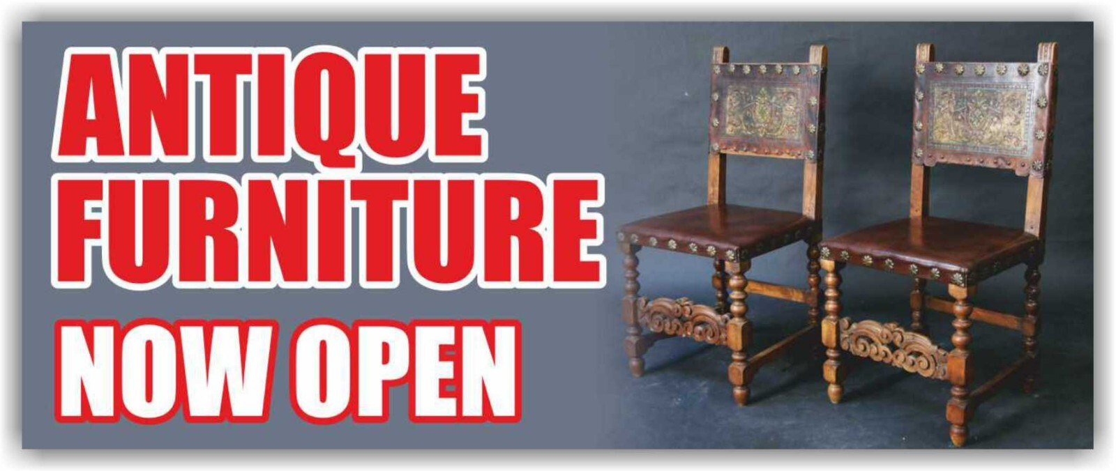 ANTIQUE FURNITURE Advertising Banner Vinyl Mesh Sign now open pawn shop coin
