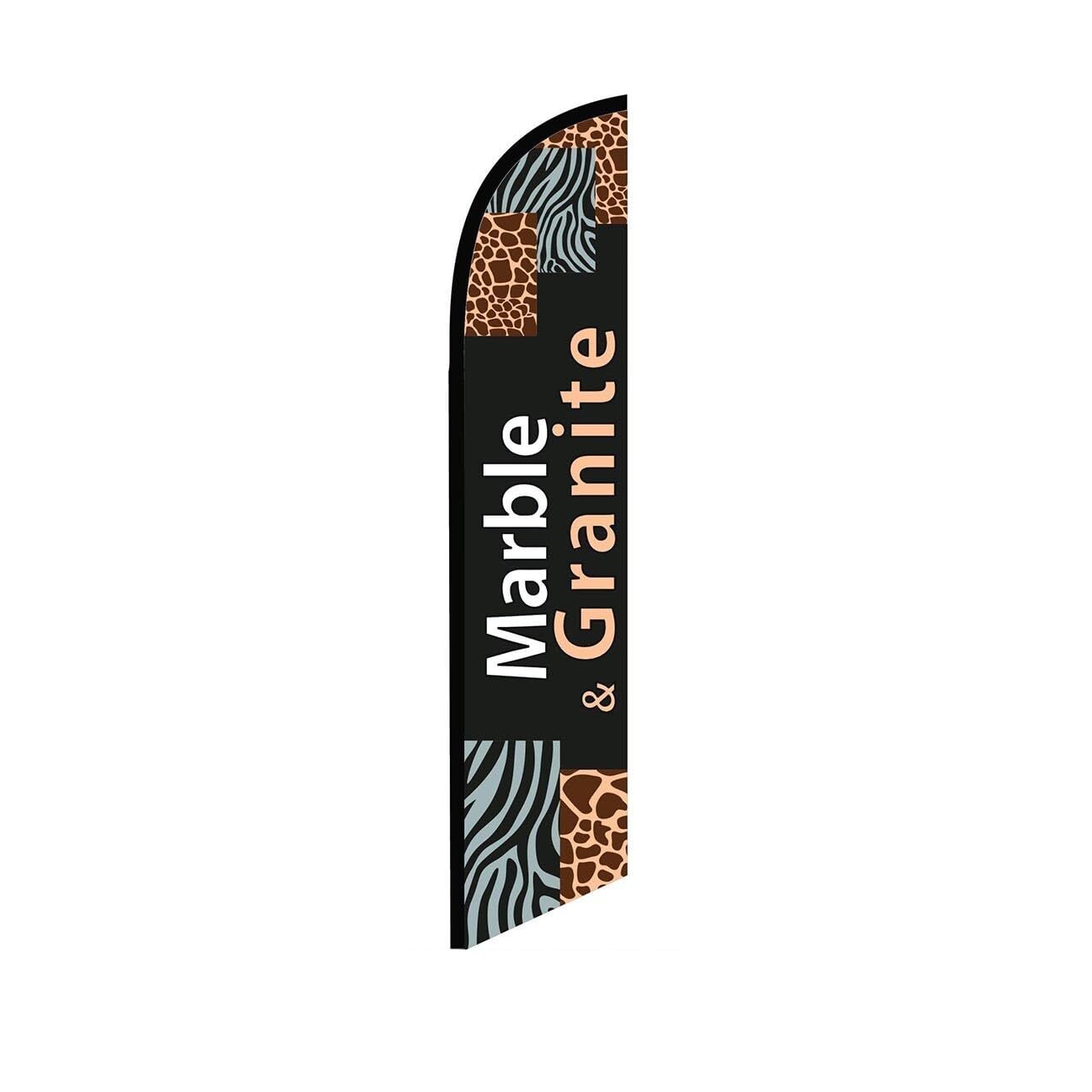 Marble & Granite BlackBrown Swooper Flutter Feather Flag | 3ft W x 11.5ft Tall