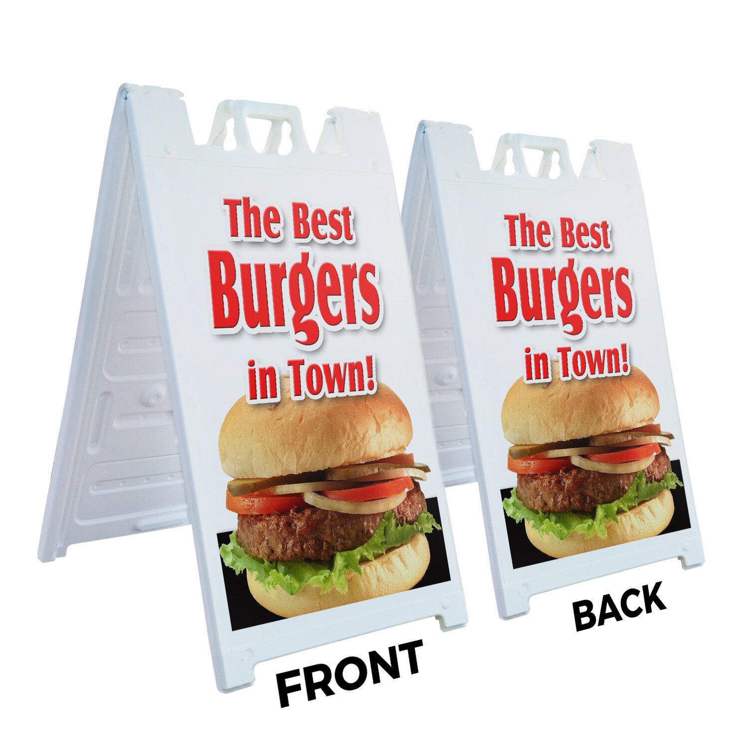 A-frame Sidewalk The Best Burgers In Town! 24&Prime; x 36&Prime; Double Sided A-Frame Sidewa