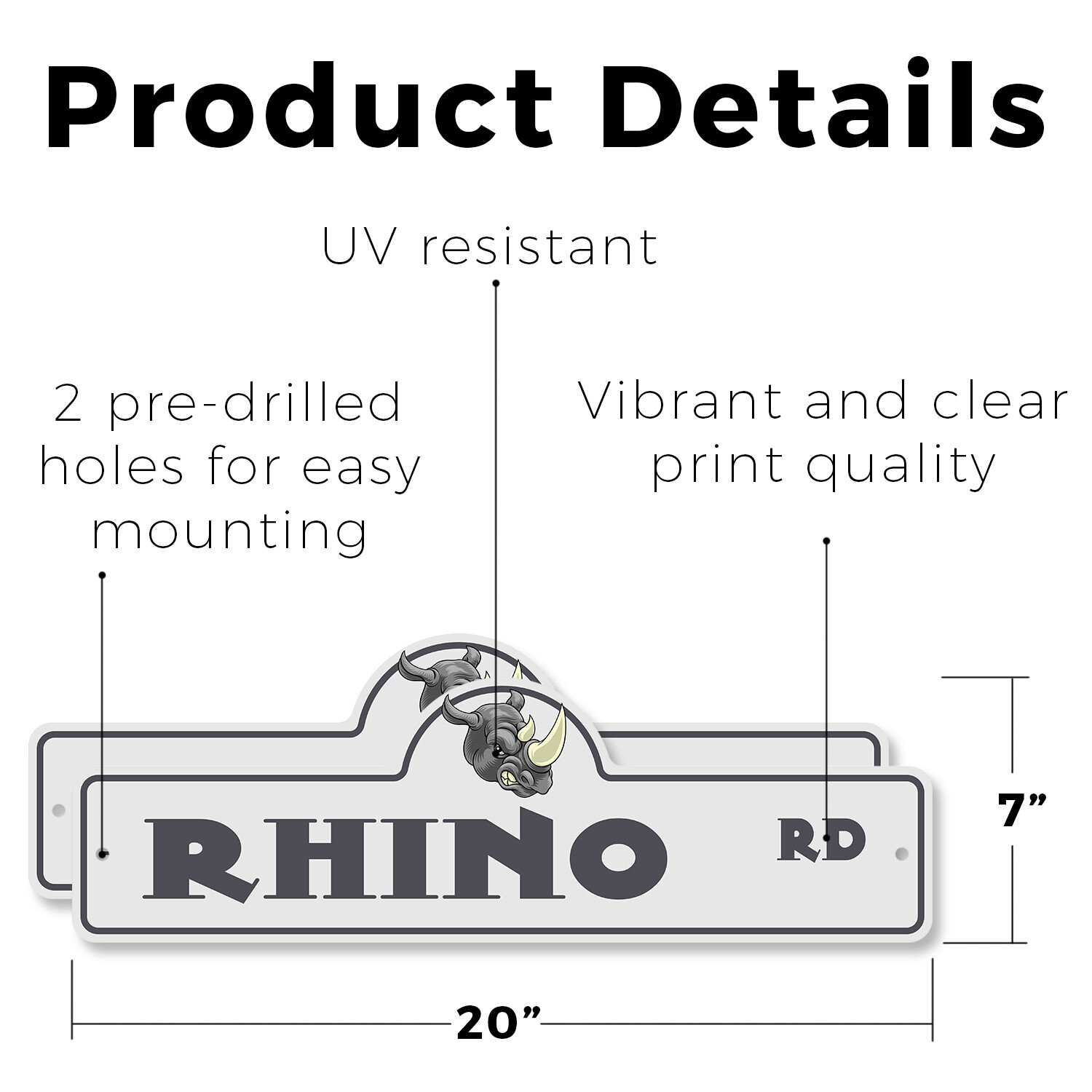 Rhino Plastic Street Sign Crossing Xing Gift Novelty Funny