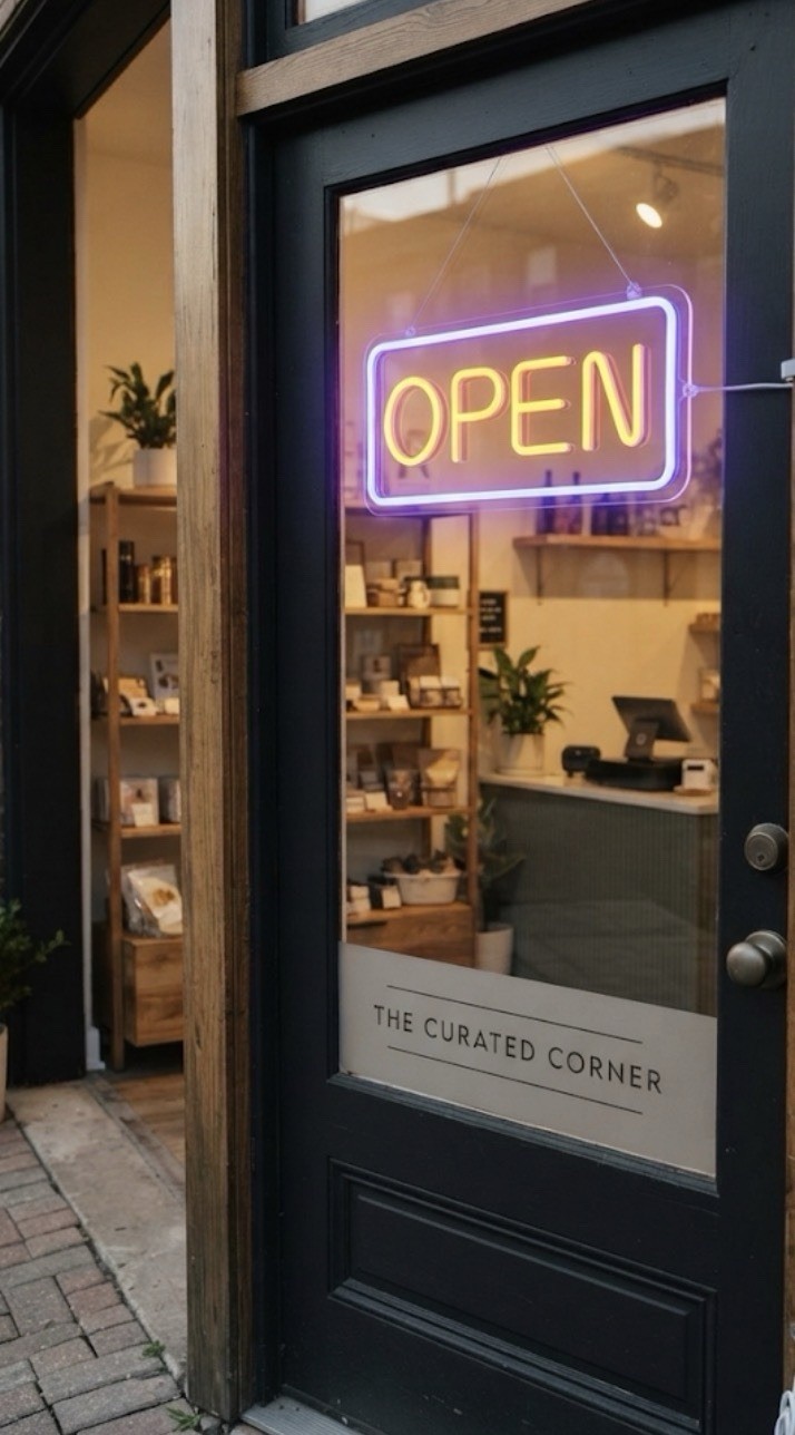 Vibrant « OPEN » LED Neon-Style Sign – Blue And Red Illumination