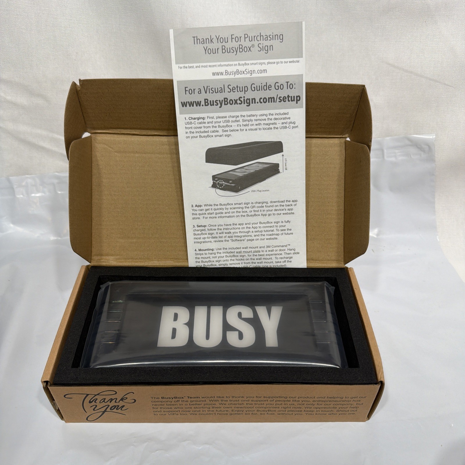 BusyBox S Smart Sign Bluetooth Do Not Disturb LED Sign w/ 6 Messages NEW IN BOX