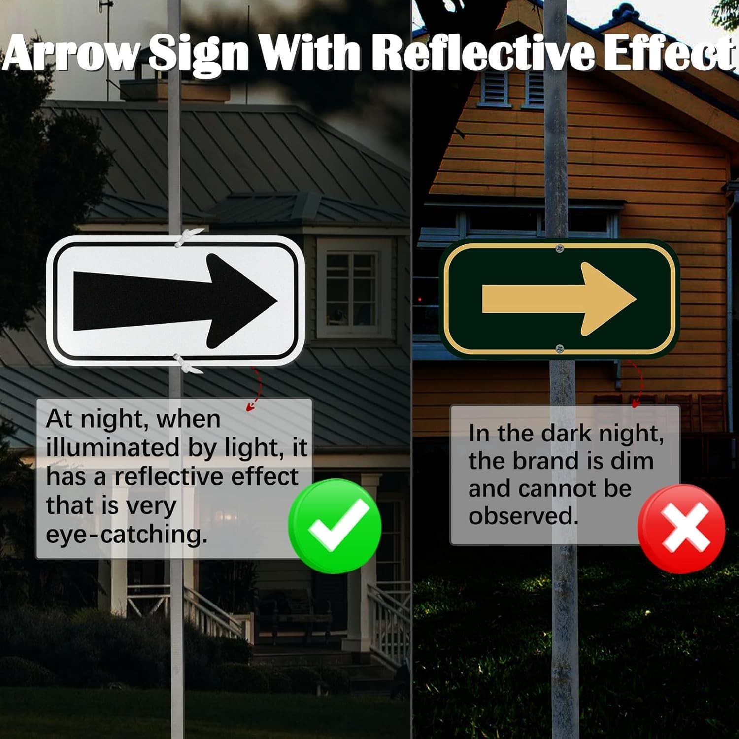 2 Pack Reflective Arrow Signs, 12&Prime; x 6&Prime; Sturdy Aluminum Metal Sign, Used for …