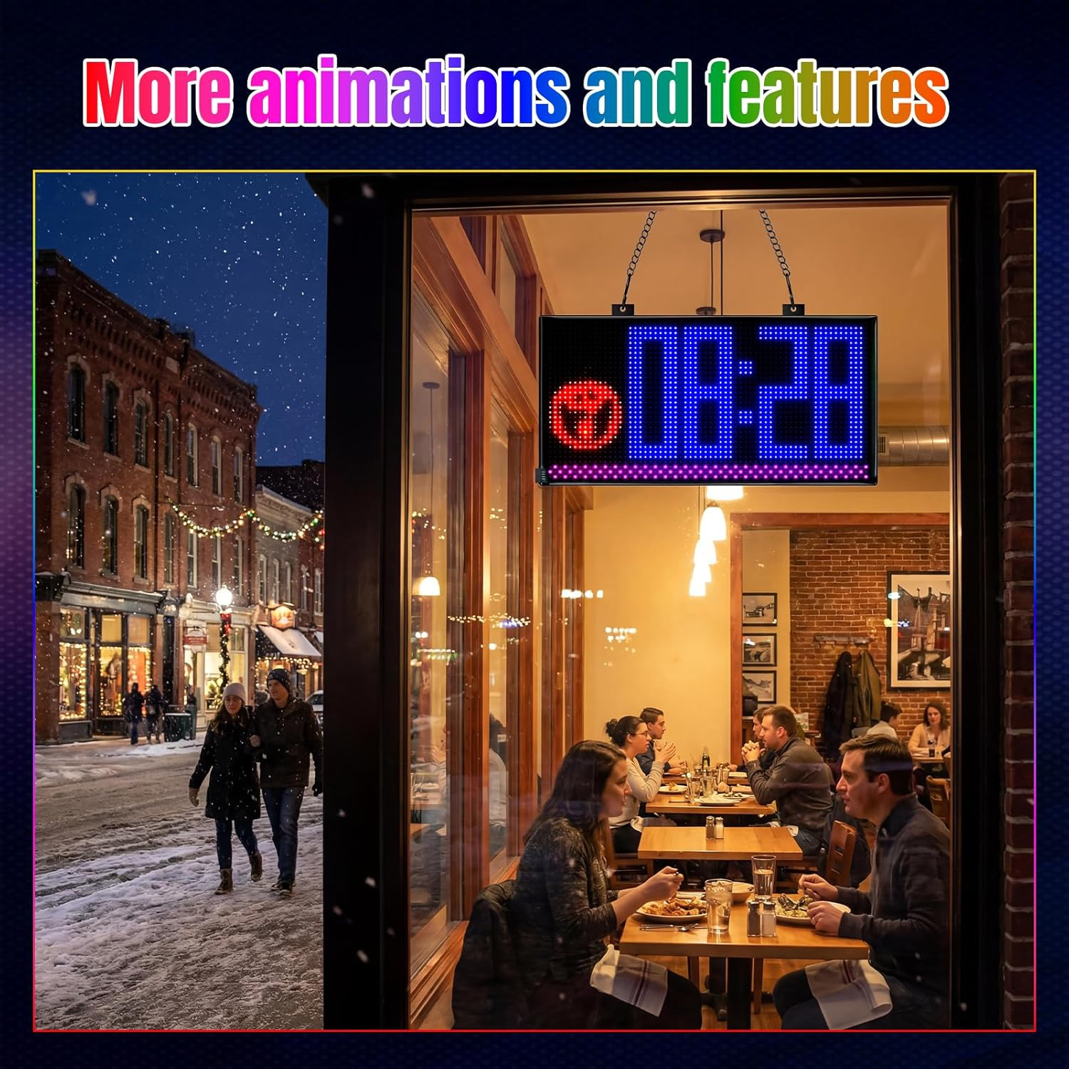 Smart Programmable LED Open Sign with Bluetooth Control for Shops & Cafes
