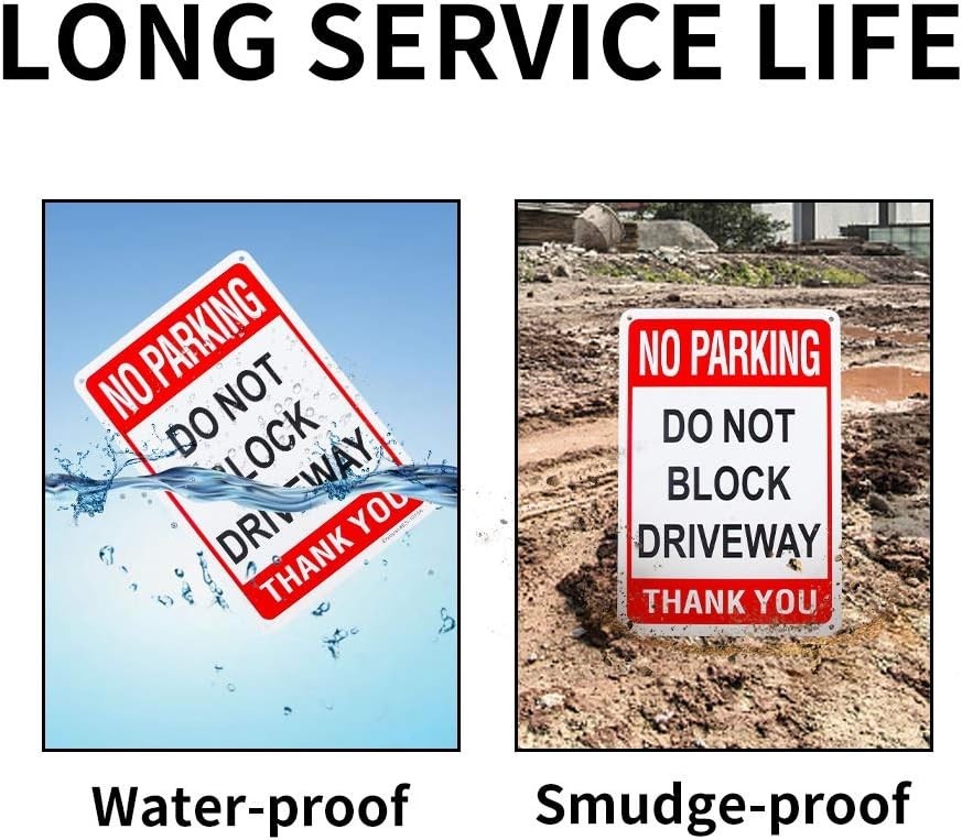 Weatherproof 3 Pack No Parking Do Not Block Driveway Signs – 10&Prime; x 7&Prime; Aluminum