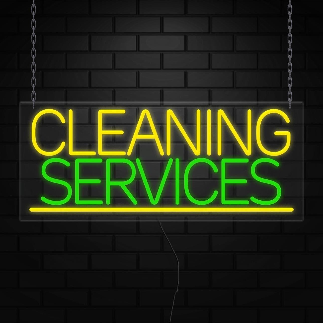 Cleaning Services Sign for Retail Displays | LED Flex Neon | 32&Prime;W x 13&Prime;H x 1&Prime;D