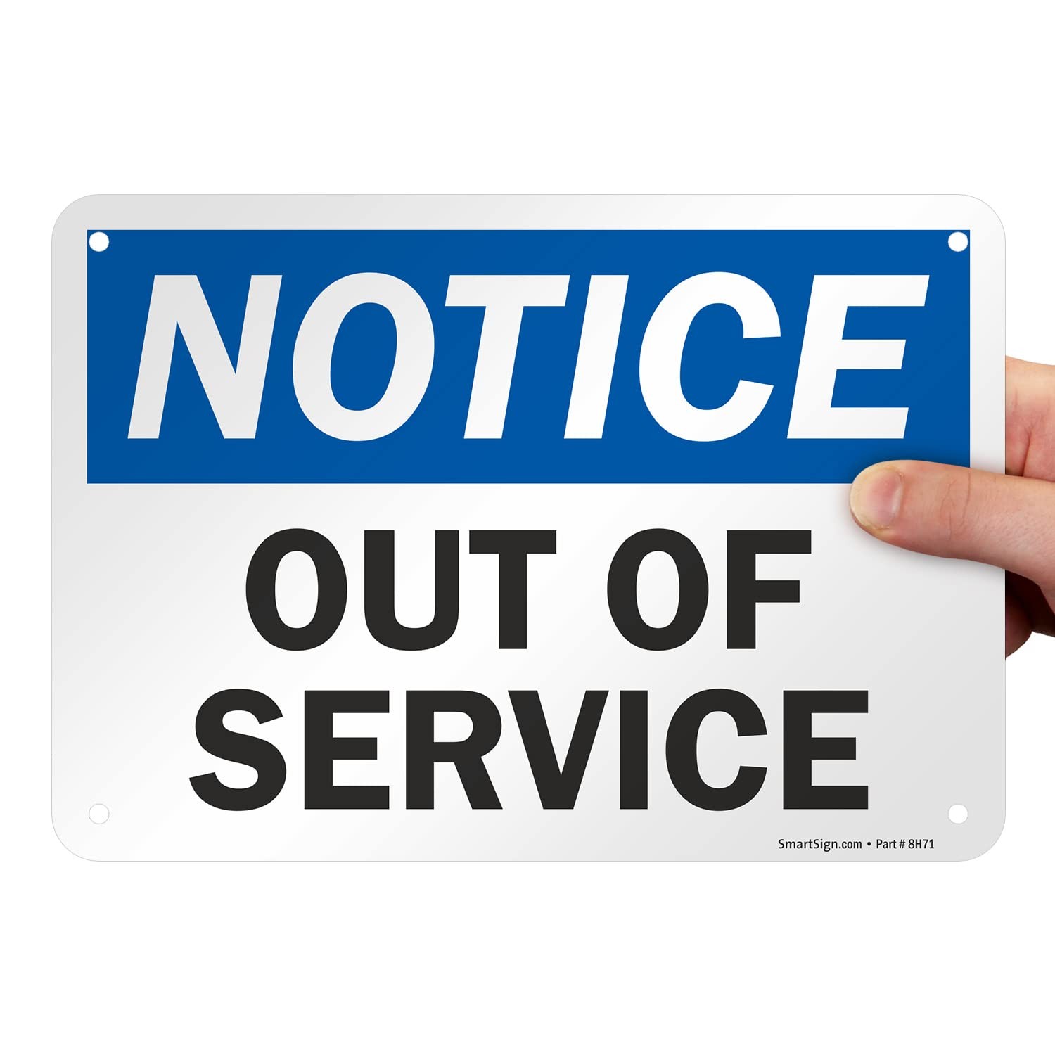 Notice Out Of Service Sign 7×10 Aluminum Black Blue White, Repair Warning Set