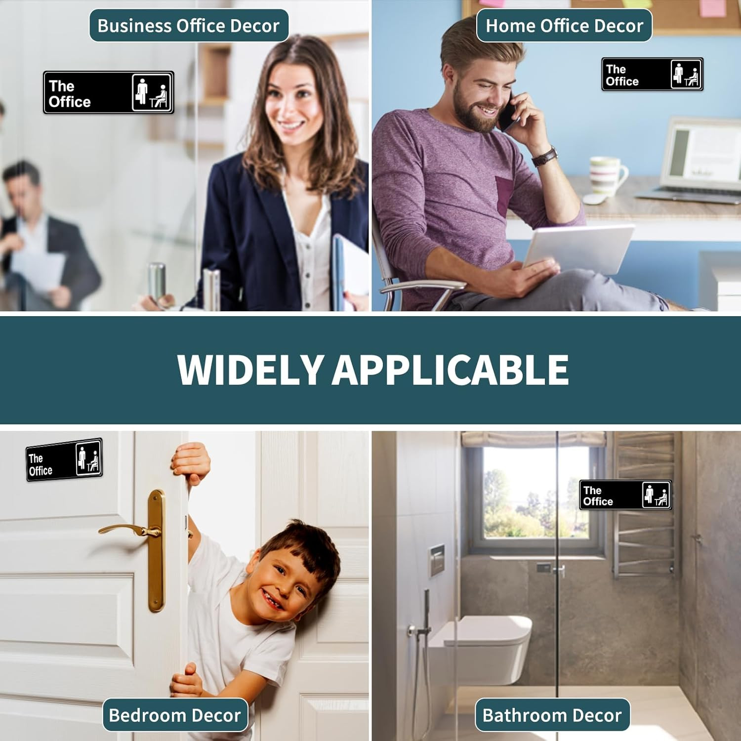 The Office Sign, 9 × 3 Inch Main Official Self Adhesive Office Sign for Door or