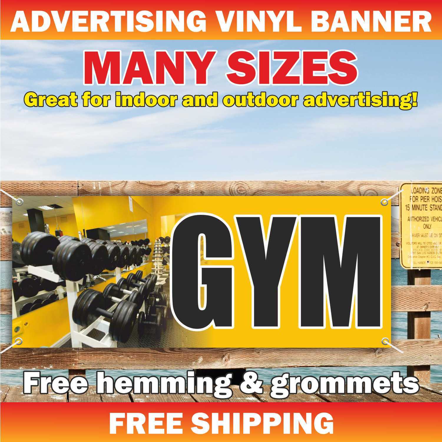 GYM Advertising Banner Vinyl Mesh Sign Fitness Simulator Trainer Instructor