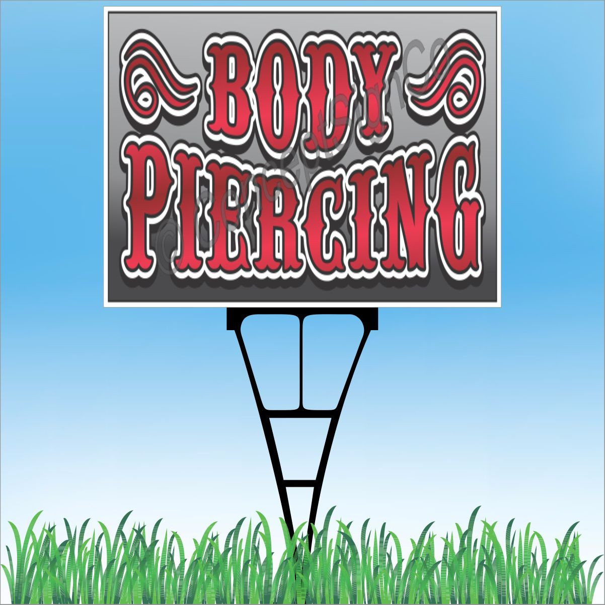 18&Prime;x24&Prime; BODY PIERCING Outdoor Yard Sign & Stake Sidewalk Lawn Sales Tattoo Shop