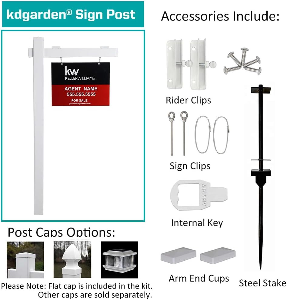 Durable 6-Ft Vinyl Real Estate Sign Post, 2-Pack for Open House & Sale