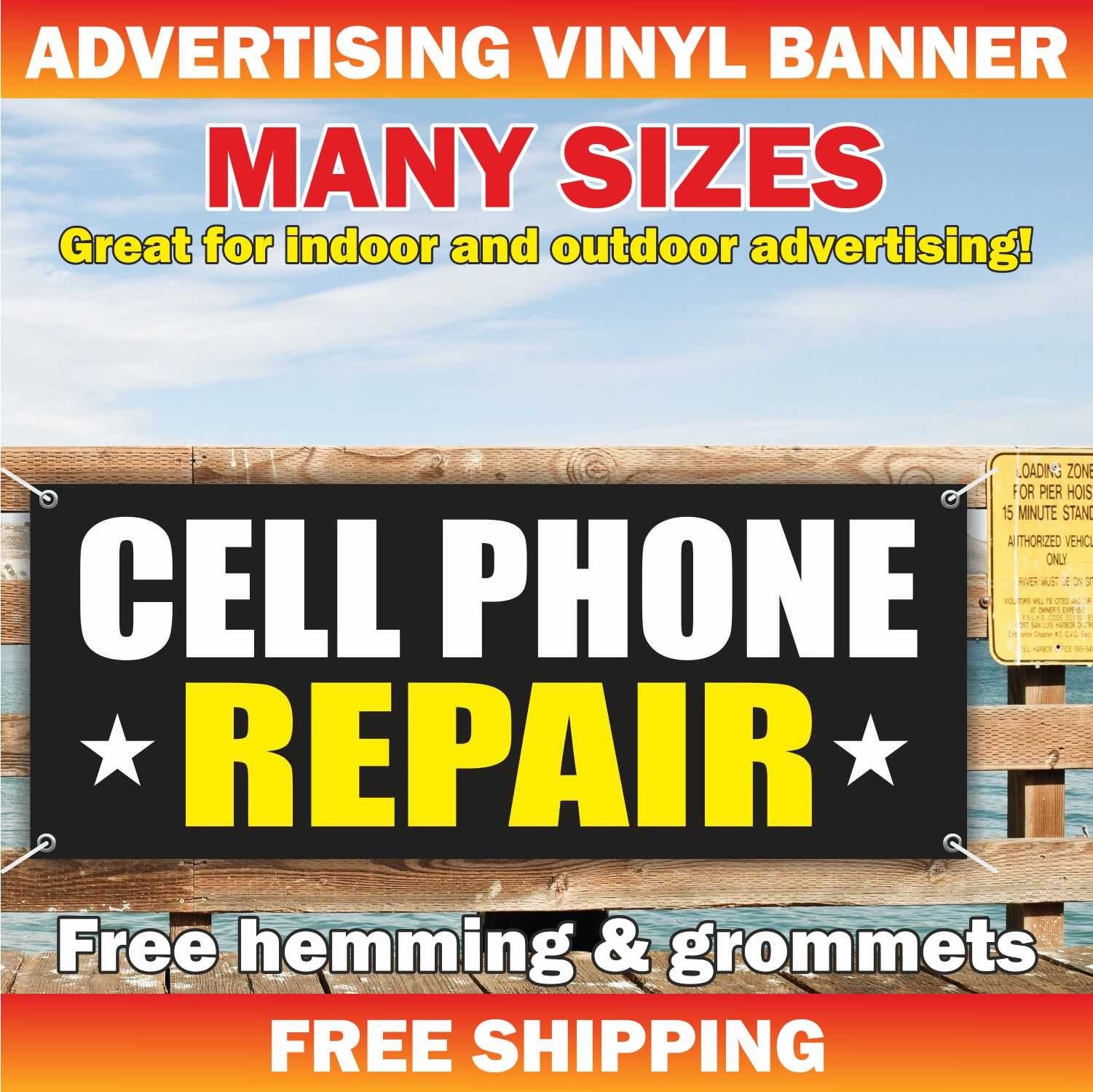 CELL PHONE REPAIR Advertising Banner Vinyl Mesh Sign unlock buy service tablets