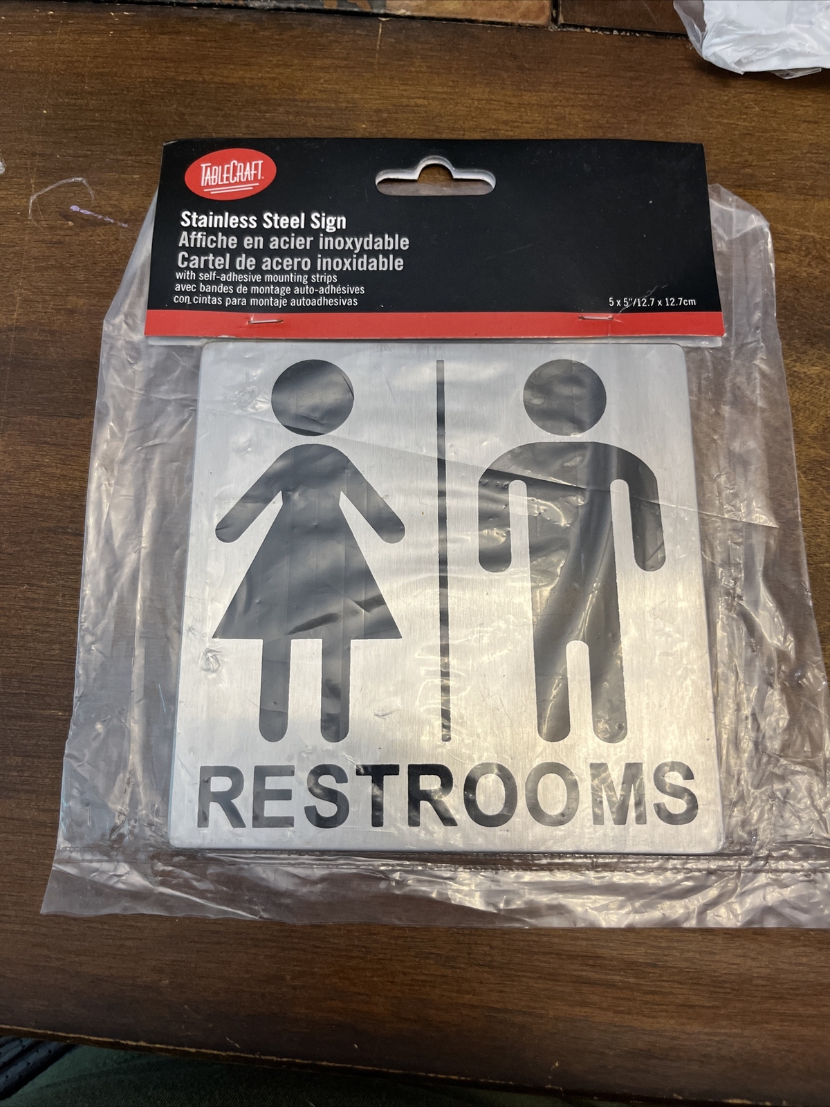 Stainless Steel Restrooms Signage Self Adhesive Sticker for Toilet, Restroom.