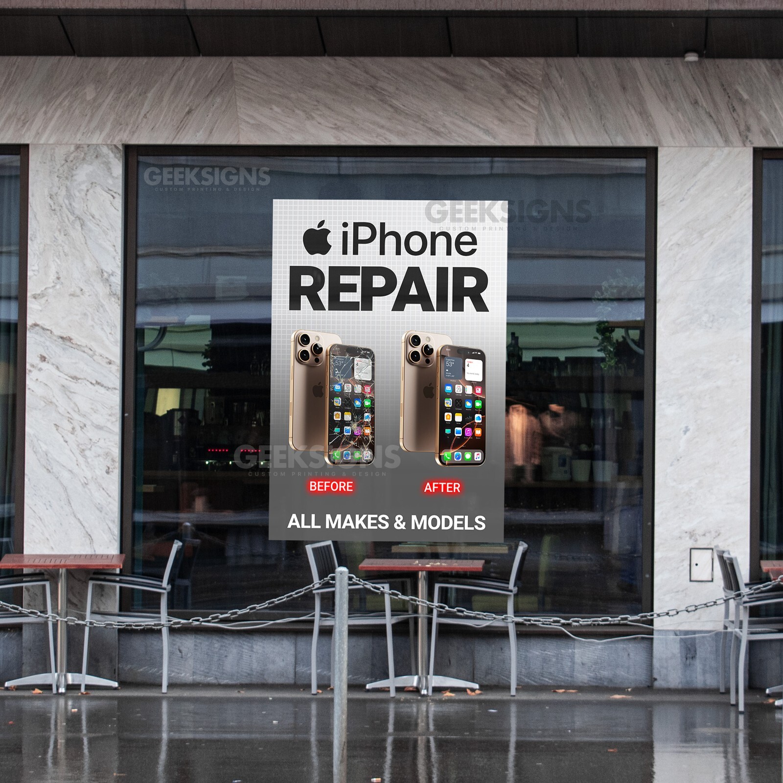 iPhone Repair Service Poster – Cell Phone Apple & Samsung – Store Banner Sign