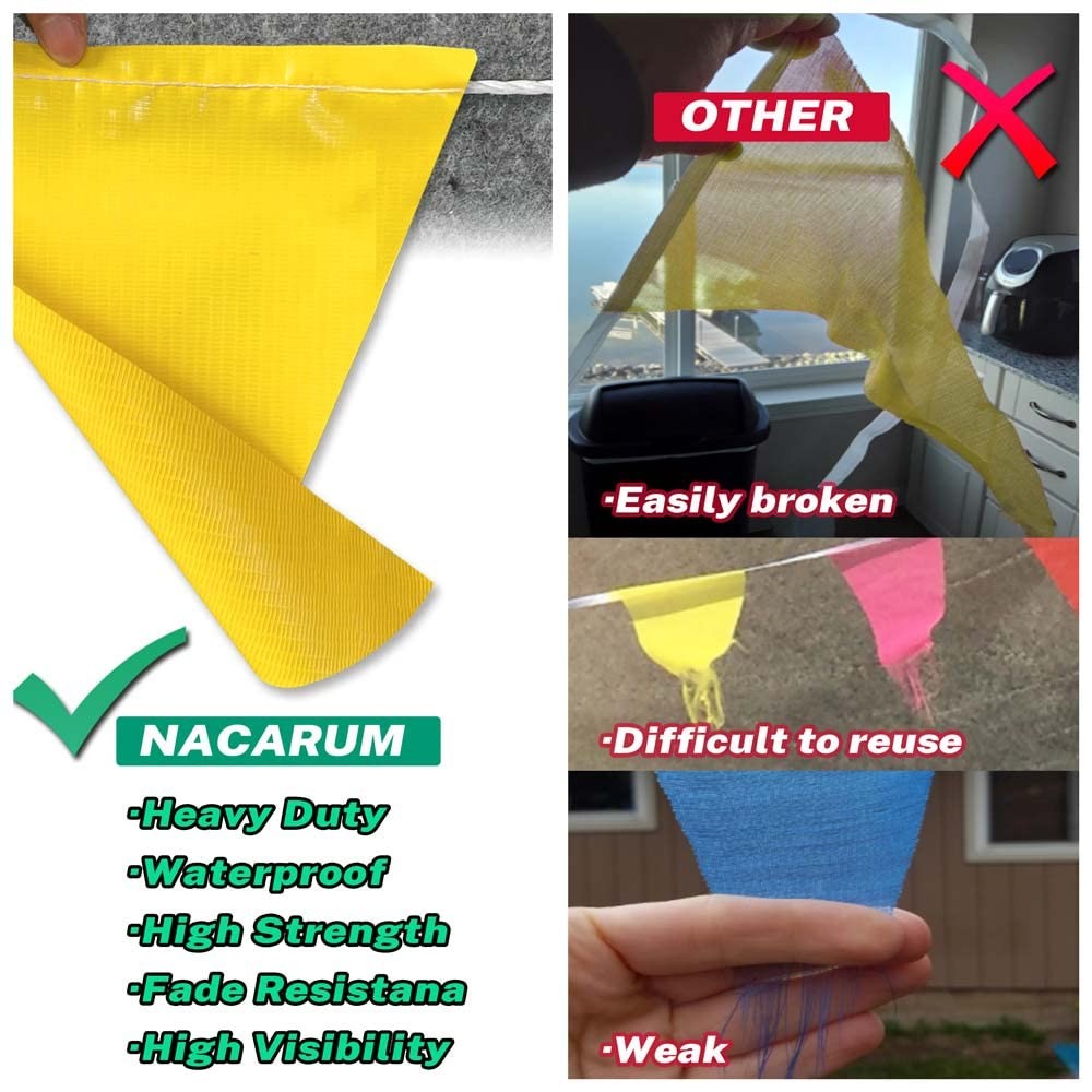 Multicolor Pennant Banner Flags | OSHA 500lb | Strand Fade Resistant 【102FT】