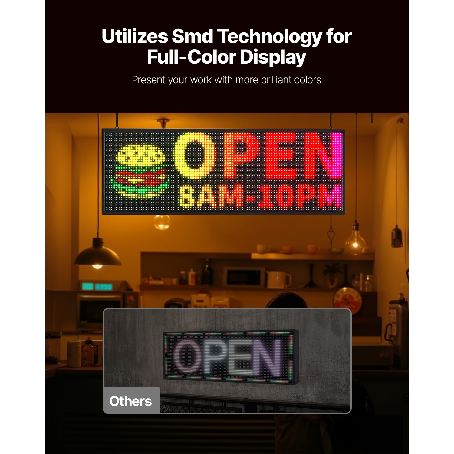 Uimoso 40×14 in LED Display Board with Programmable Scrolling Text,P10Full-Color