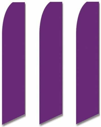 3 (three) Pack Tall Swooper Flags Dark Purple Plum Solid Plain Color