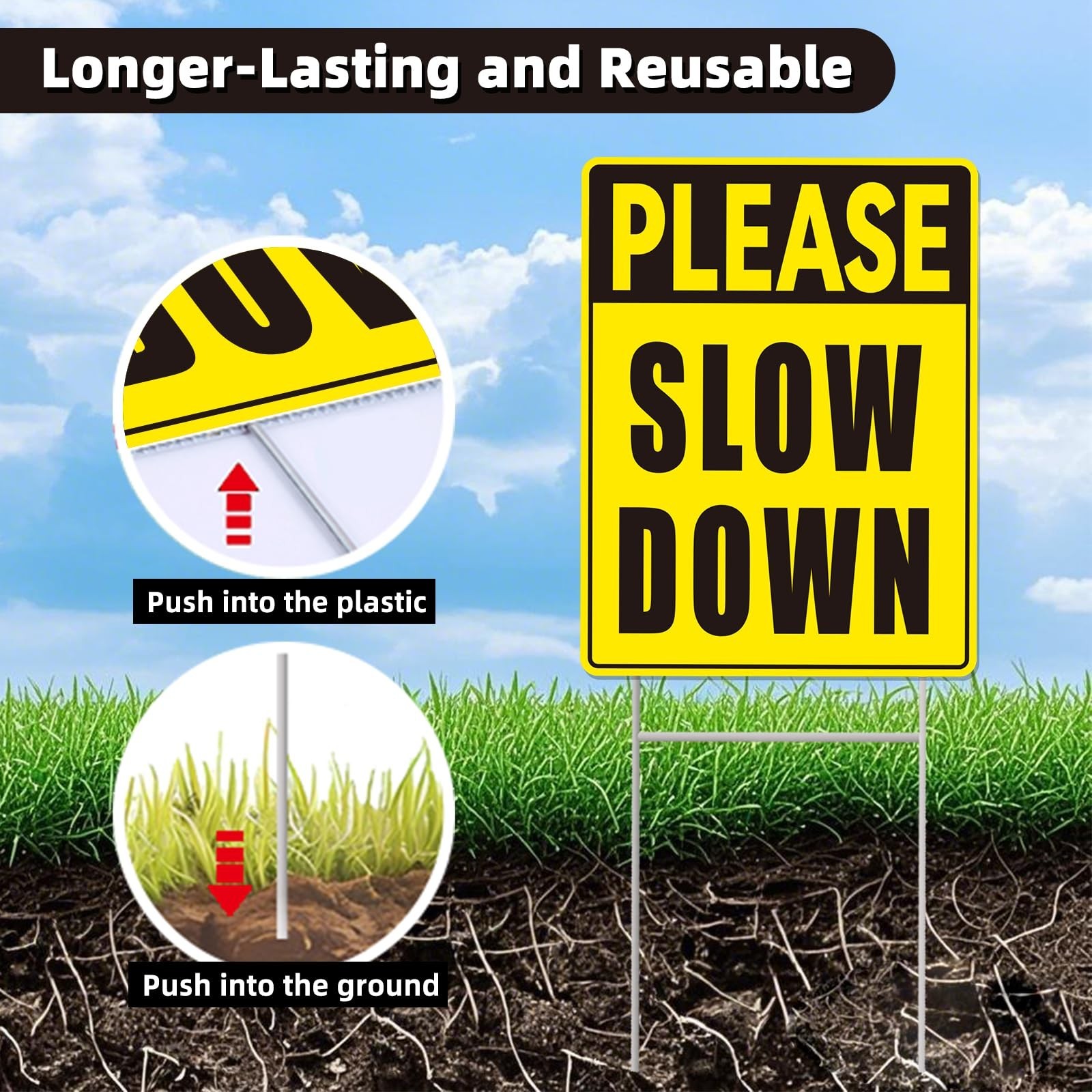 Please Slow Down Signs with Stake, Kids Safety Sign, Please Slow Down Sign fo…