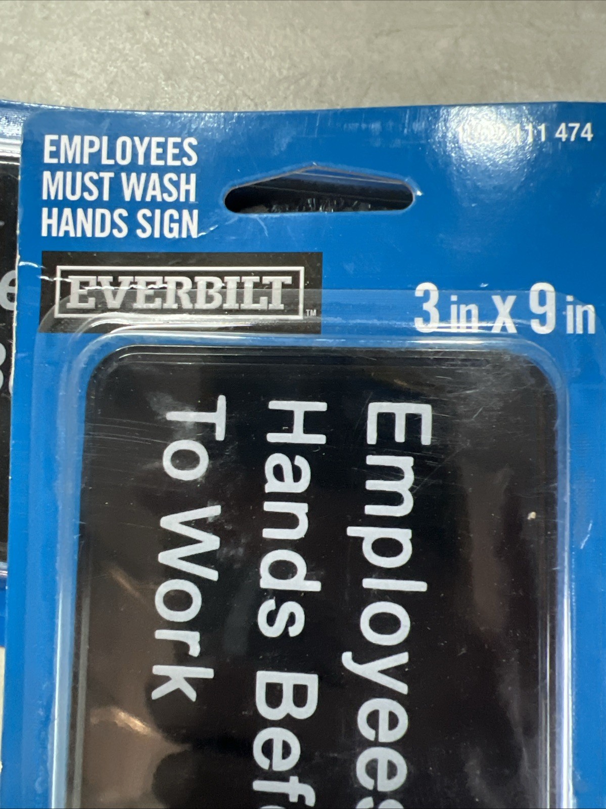 Employees Must Wash Hands Signs 3 by 9&Prime; for Business Restrooms & Kitchens 2-Pack