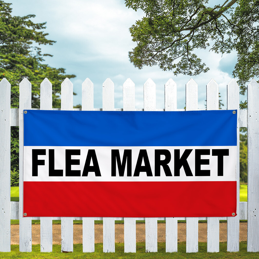 Vinyl Banner Multiple Sizes Flea Market Weatherproof Industrial Yard Signs