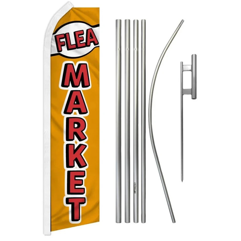 Flea Market Swooper Advertising Flag & Pole Kit