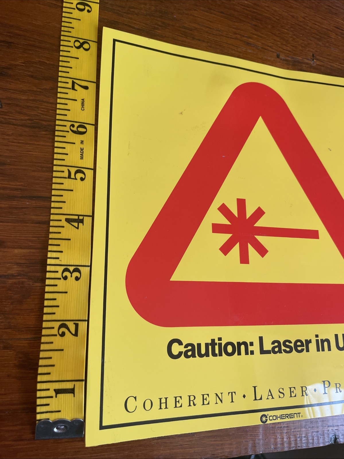 Coherent Laser Products Decal, Original, “caution: Laser In Use” Retro 8”