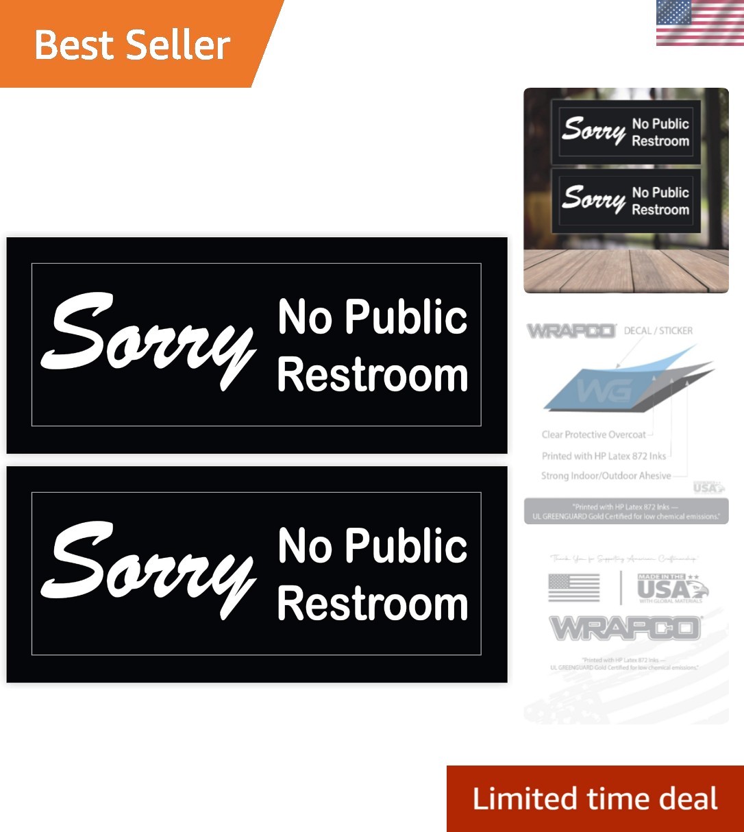 Professional 4 x 9 Inch No Public Restroom Sign Set for Business Use – 2 Pack