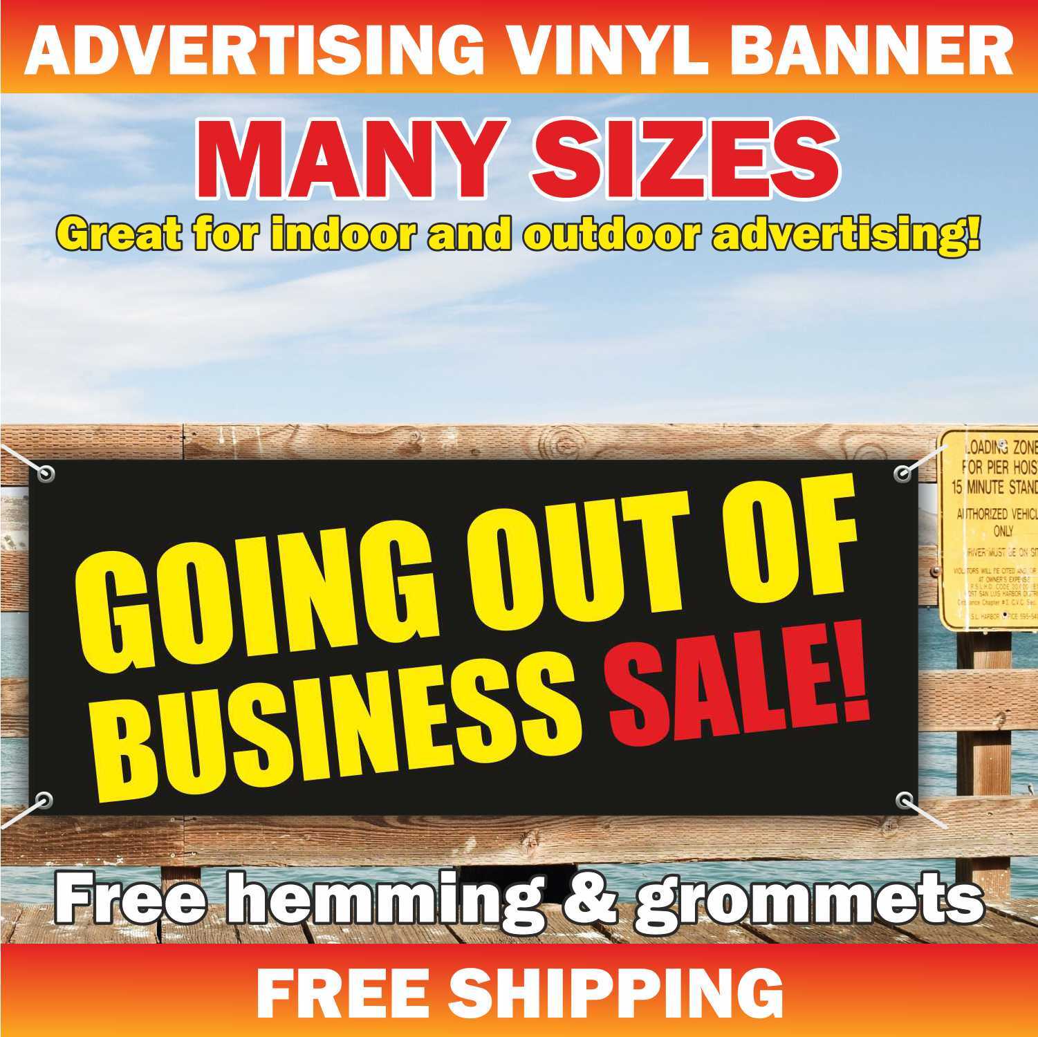 GOING OUT OF BUSINESS SALE Advertising Banner Vinyl Mesh Sign Store Closing Sale