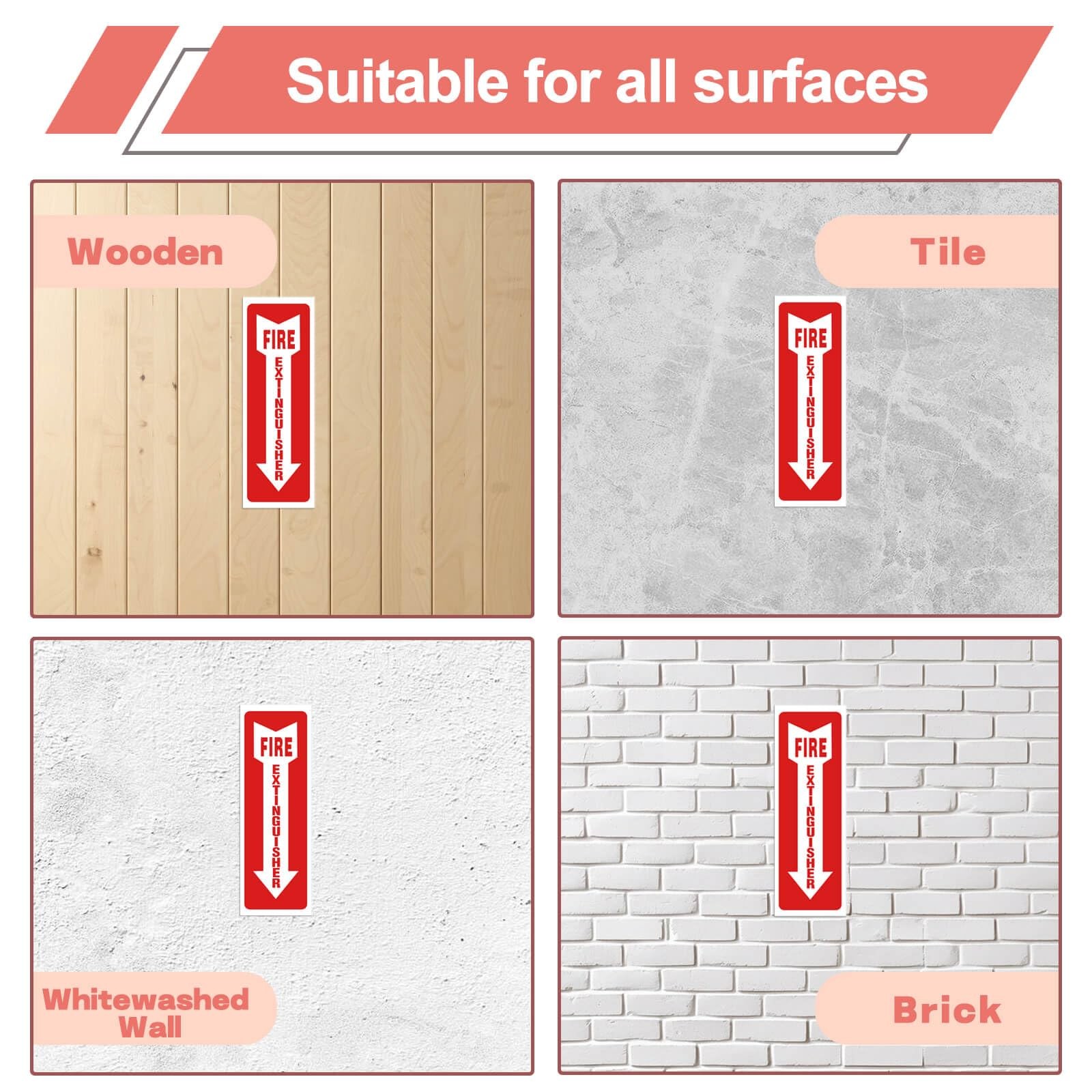 Fire Extinguisher Stickers 4×12 Inch, 5PCS Fire Extinguisher Signs, Fire Exti…