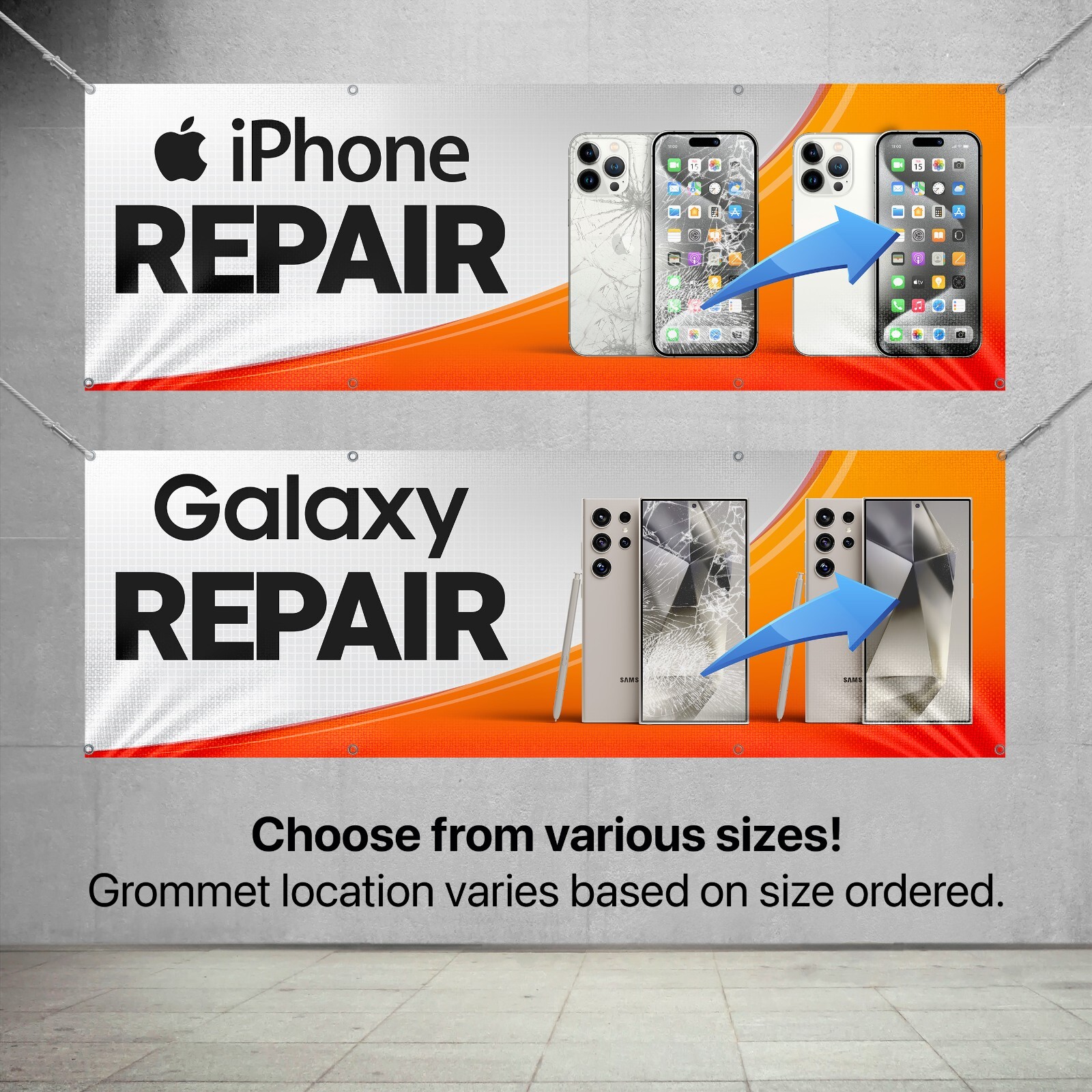 iPhone Galaxy Android Cell Phone Repair outdoor banner sign poster 2 BANNERS!
