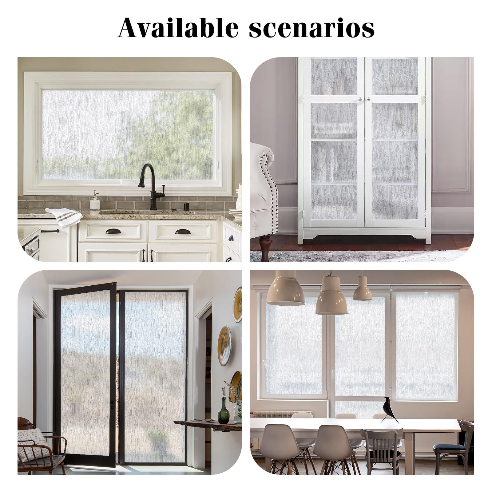 WPCTEV Window Film Non Adhesive Frosted Film Privacy Window Sticker Self Stat…