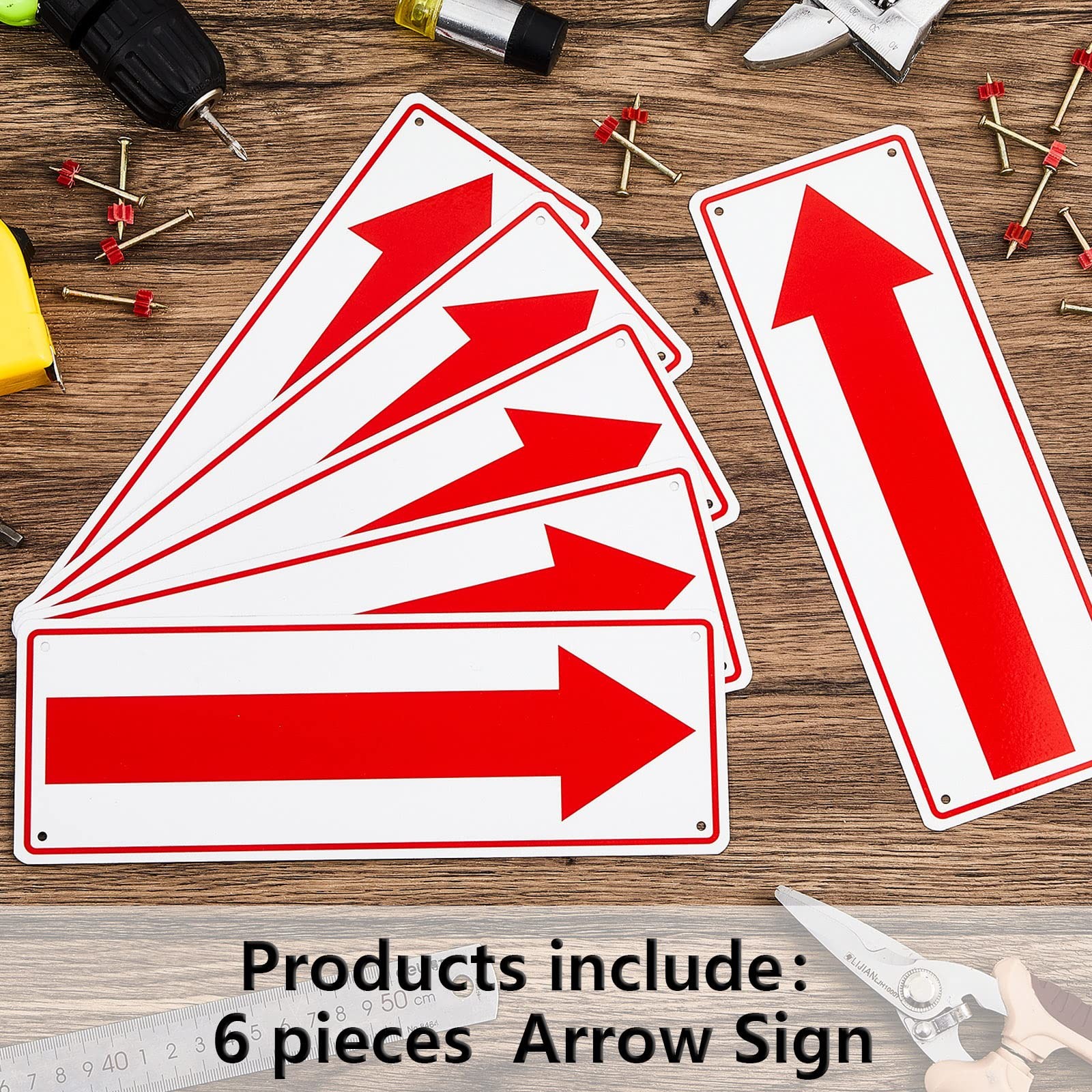 6 Pack Aluminum Reflective Arrow Sign Road Metal Left Arrow Sign for Direction