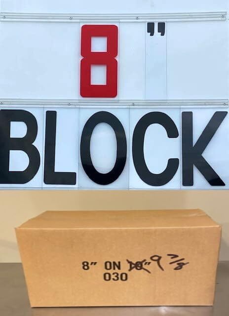 Changeable Outdoor Sign Flexible Letters – Block Style – 8&Prime; on 9-7/8&Prime; Black