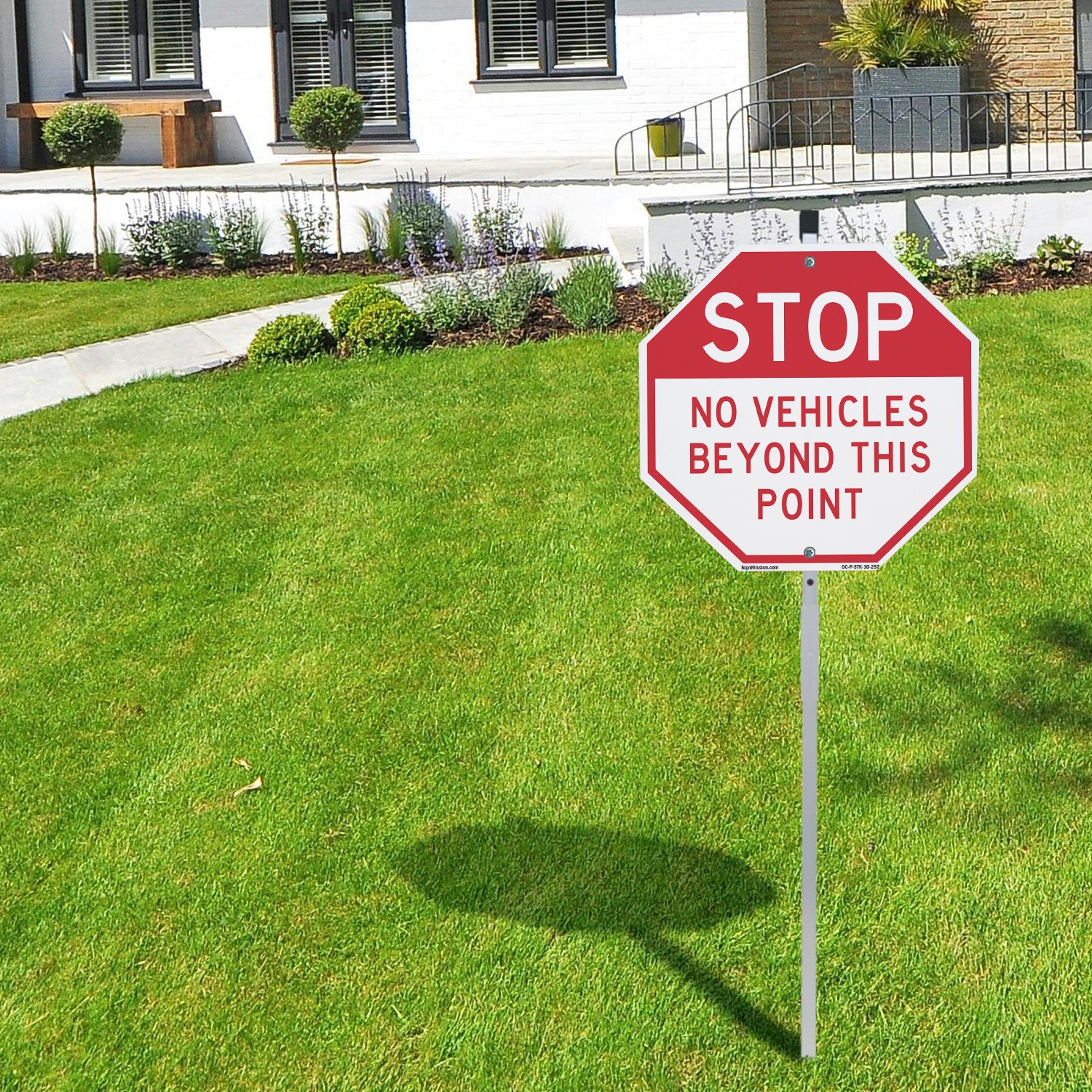 Stop No Vehicles Beyond This Poin Octagon Sign With Stake Weather Resistant