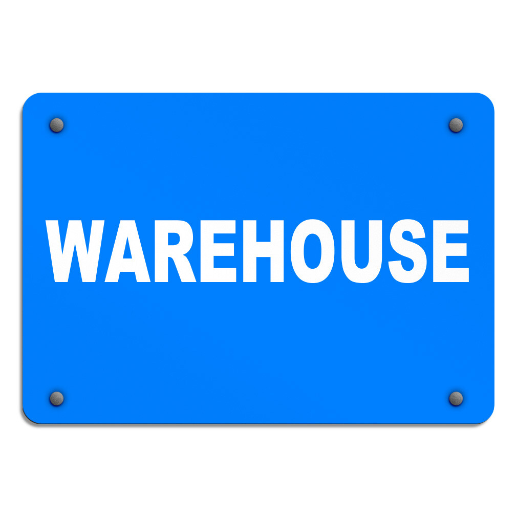 Horizontal Metal Sign Warehouse Business Blue Weatherproof Street Signage