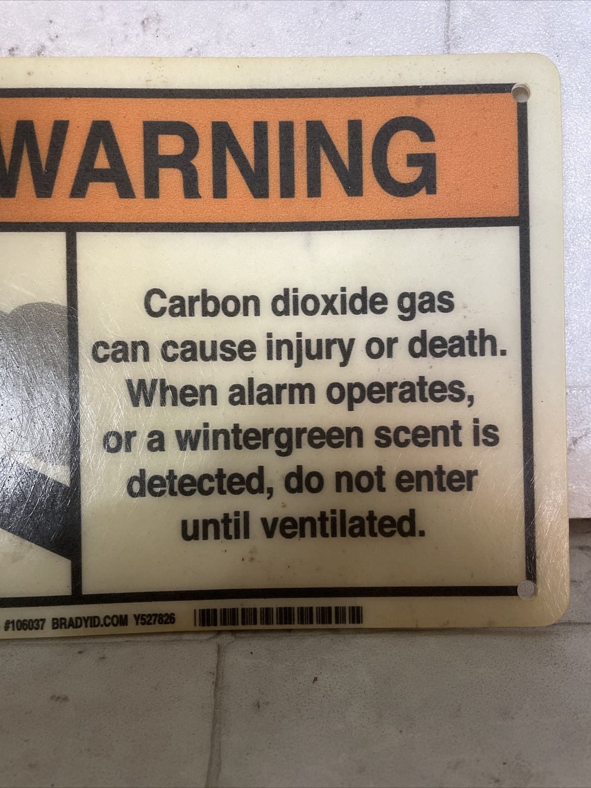 Carbon Dioxide Warning Sign, 10 Inches Long 7 Inches Wide Plastic Signage