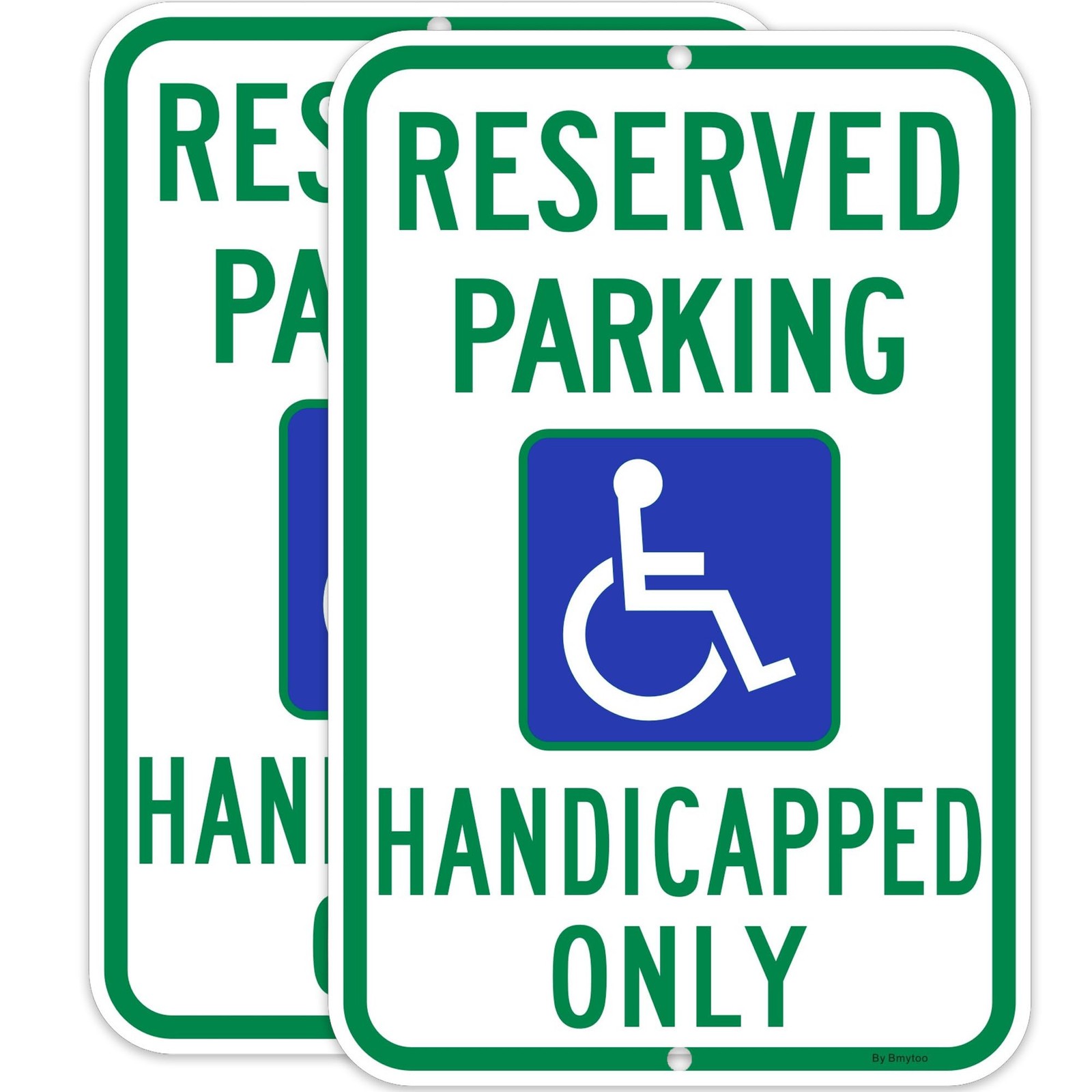 2 PCS 18×12 Inch Large Reserved Handicap Parking Sign Wheelchair Aluminum