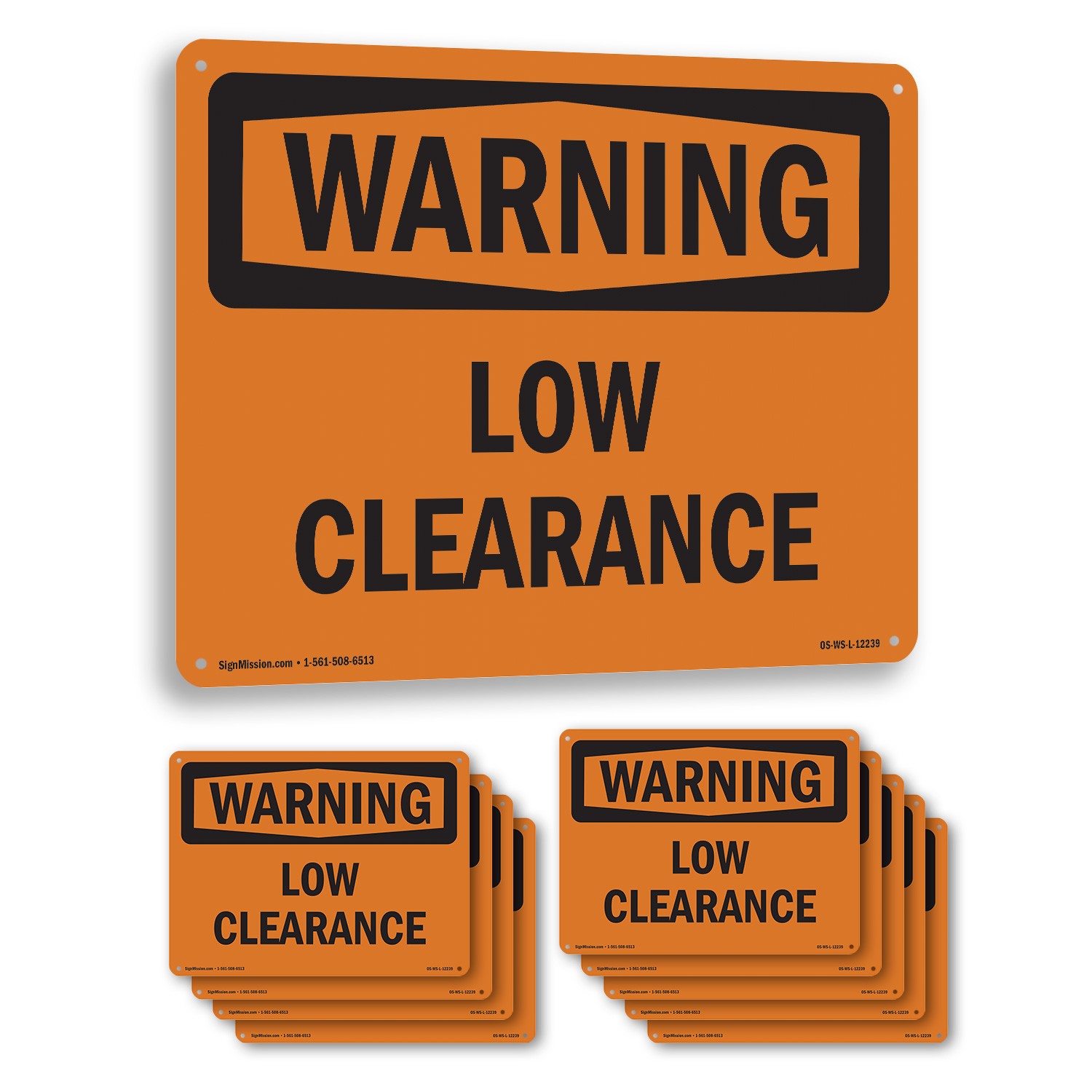 Low Clearance OSHA WARNING Sign Metal, Plastic, Or Decal – 5 or 10 Pack