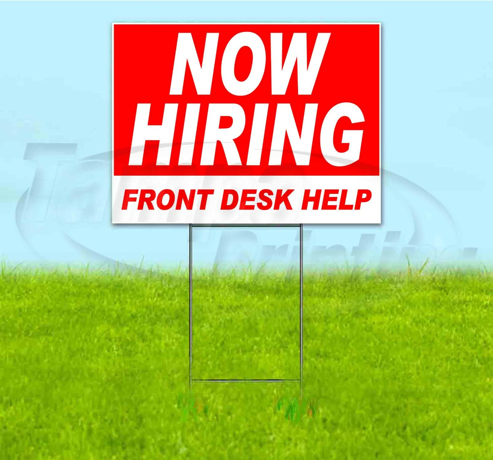 NOW HIRING FRONT DESK HELP 18×24 Yard Sign WITH STAKE Corrugated Bandit USA