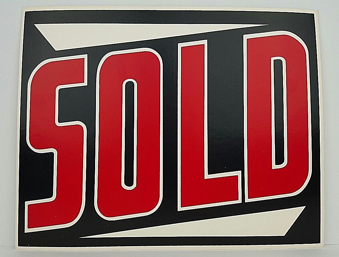 Vintage Thick Wax Paper Sold Sign Business Great Graphics Single Sided 14×11 NOS