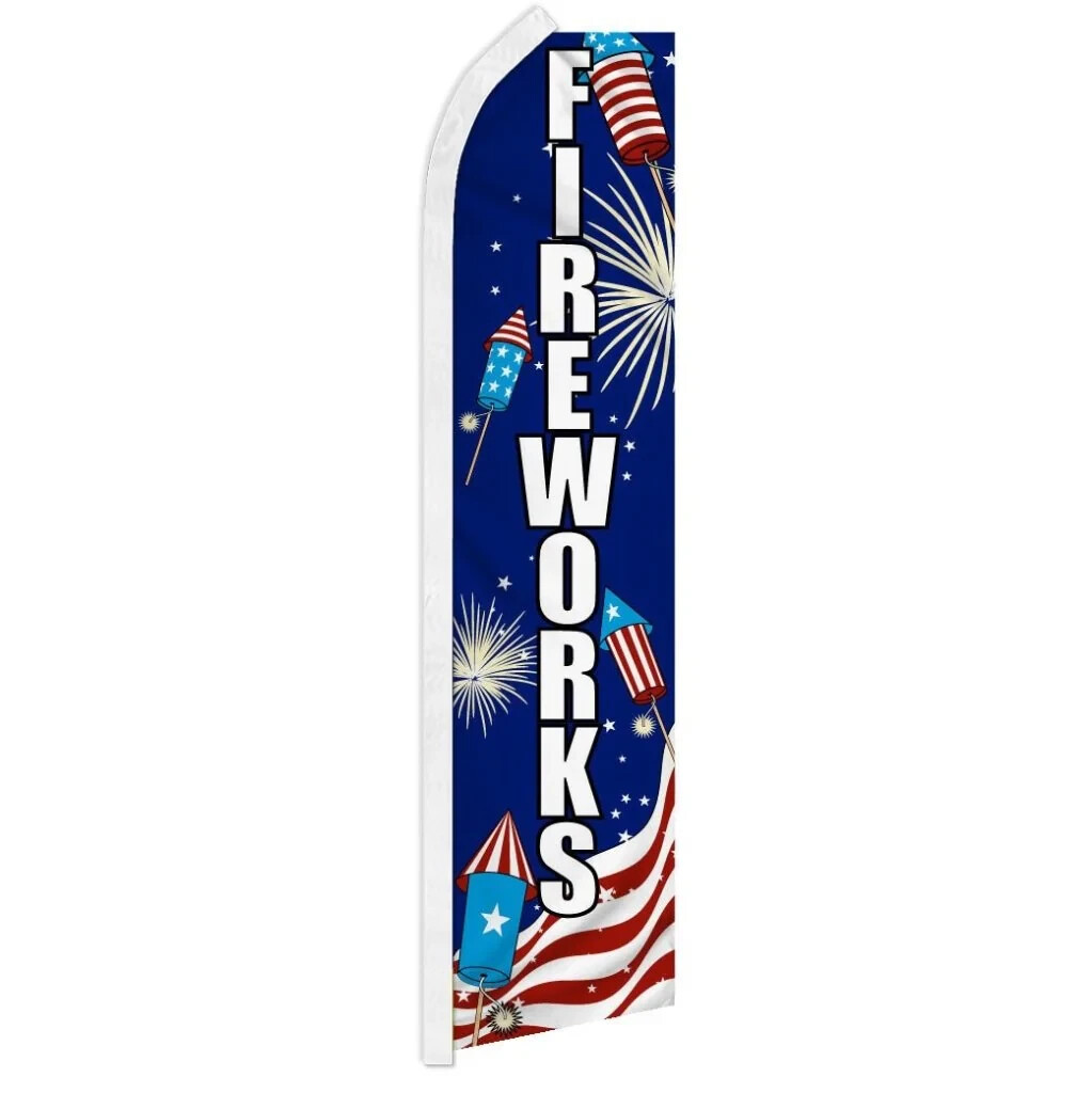 Fireworks USA Fourth of July Variations Swooper Flutter Advertising Banner Flags