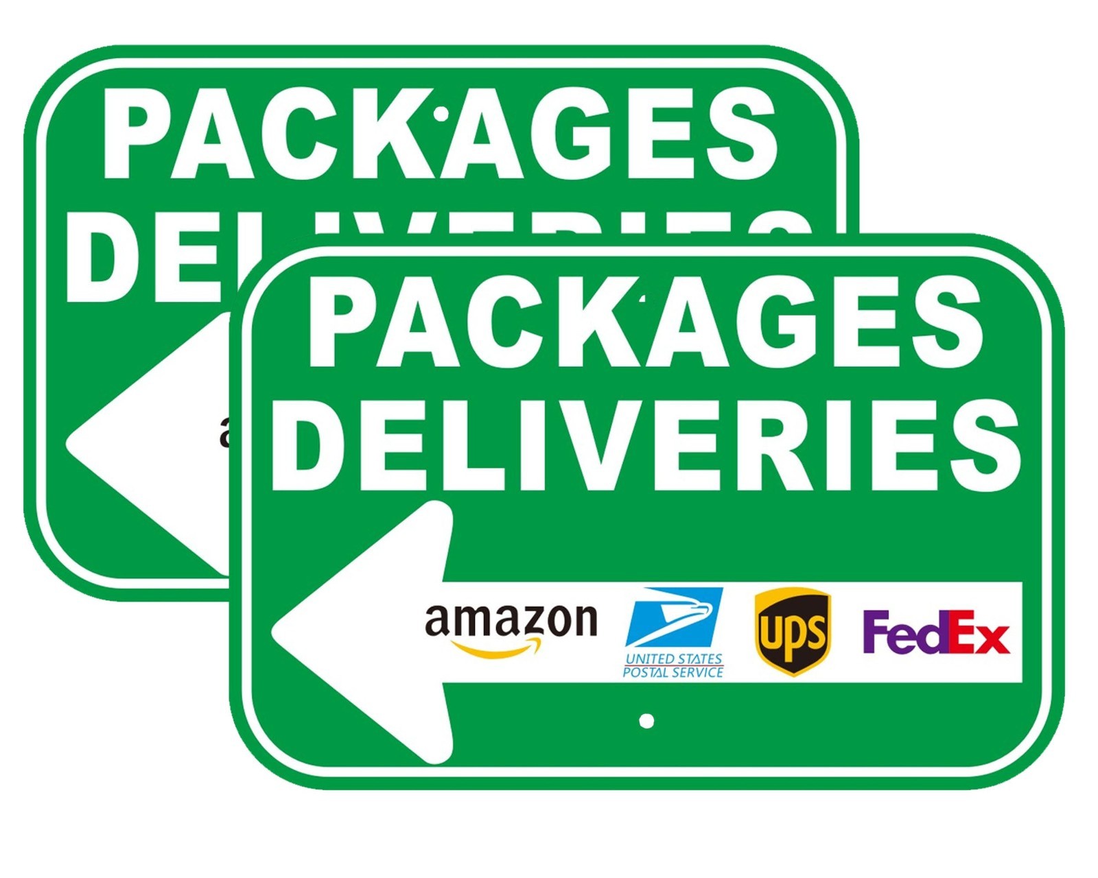 Aluminum Packages Deliveries Sign 12×8 Inch Green Arrow – 2 Pack for USPS UPS Fe