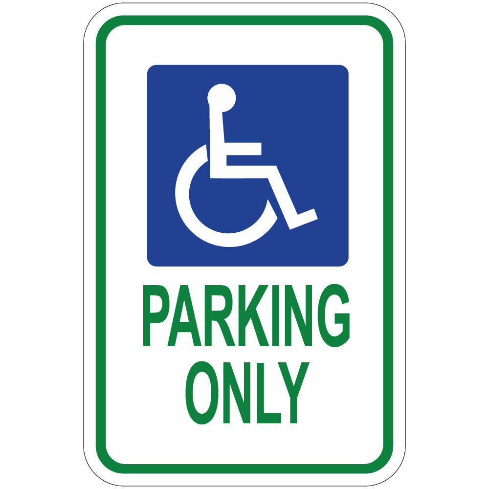 Aluminum Vertical Metal Sign Multiple Sizes Handicapped Symbol Parking Only