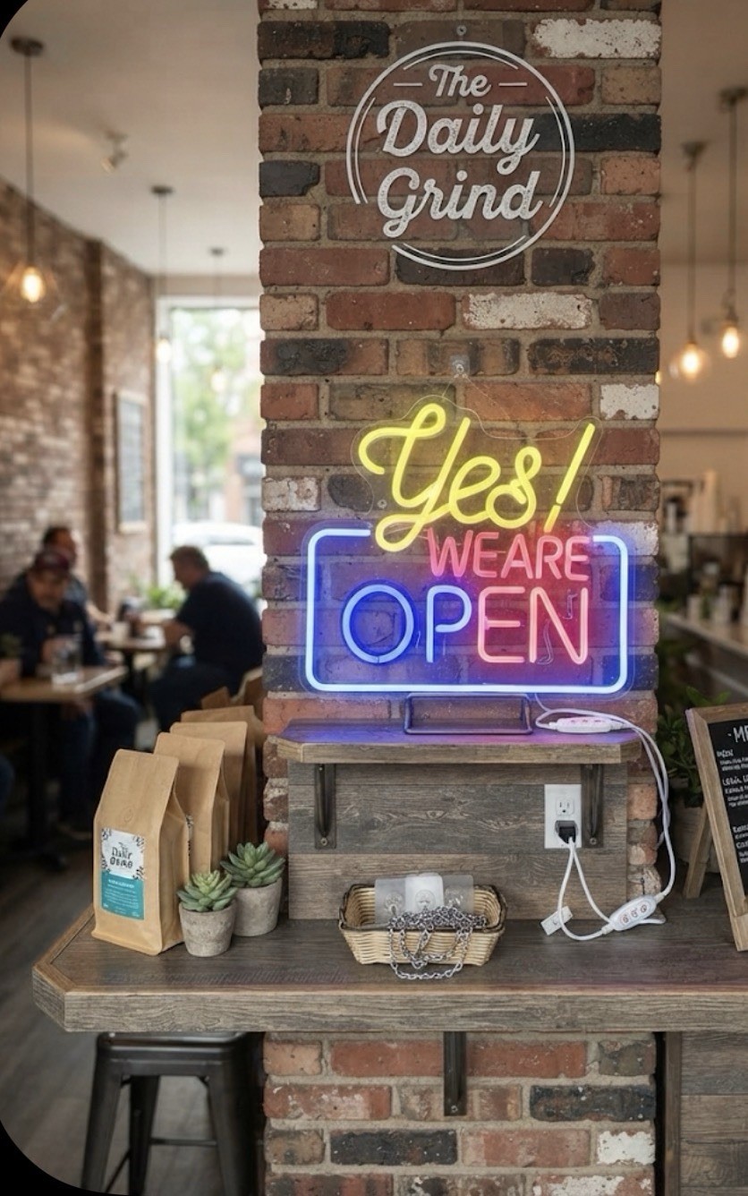 « Yes! We Are Open » LED Neon Sign – Bright Business Storefront Display – New