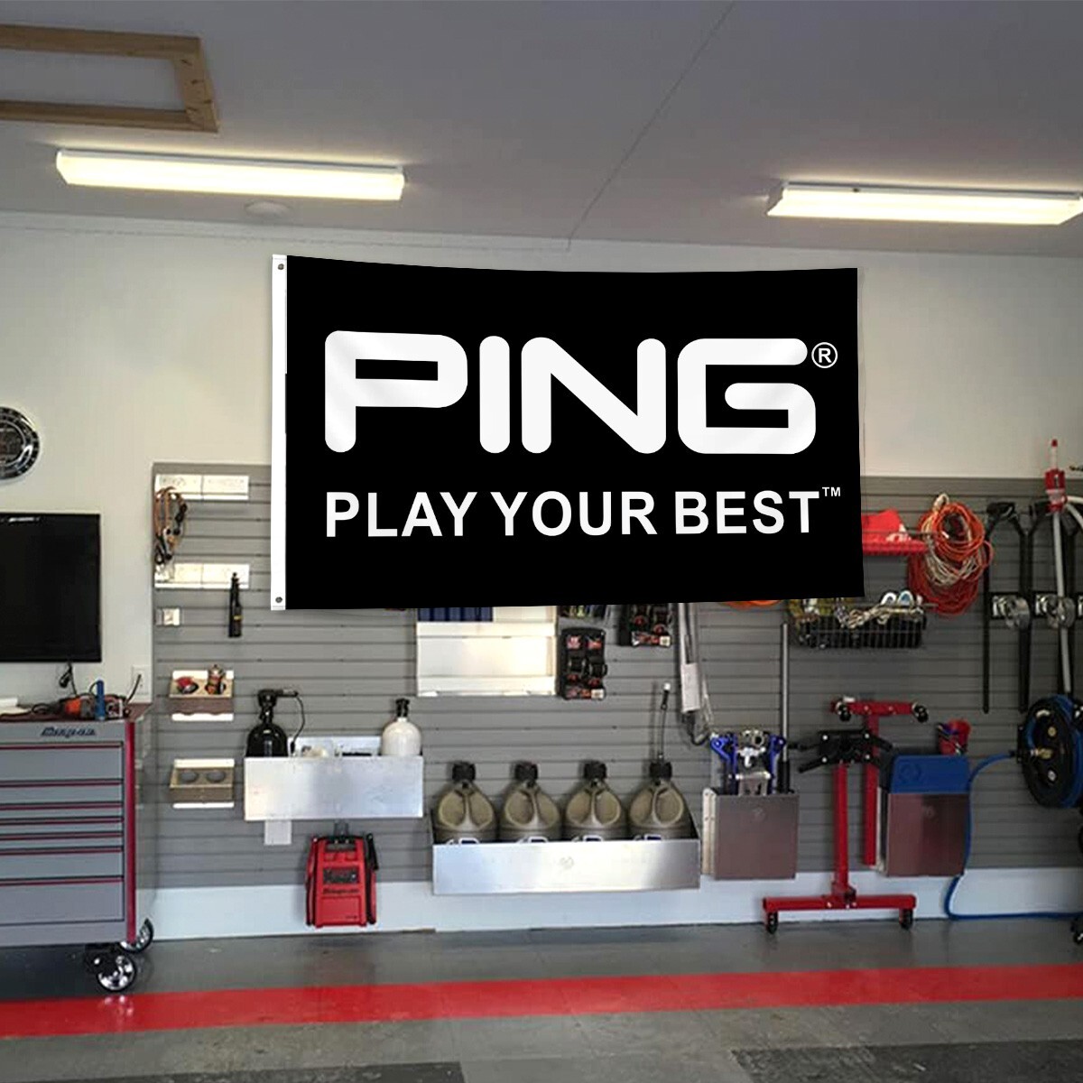 Ping Golf Banner Black 3×5 FT Flag Big Golfer Golf Course Pro Shop Clubs