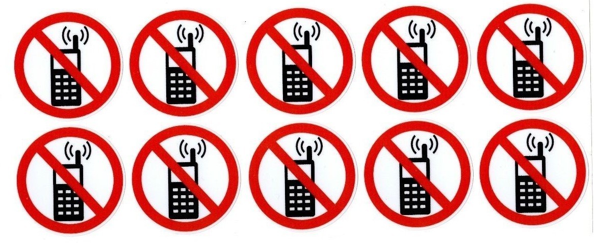 NO CELL PHONE clear stickers | 20 ct | size: 1.5&Prime; dia | decal outdoor durable