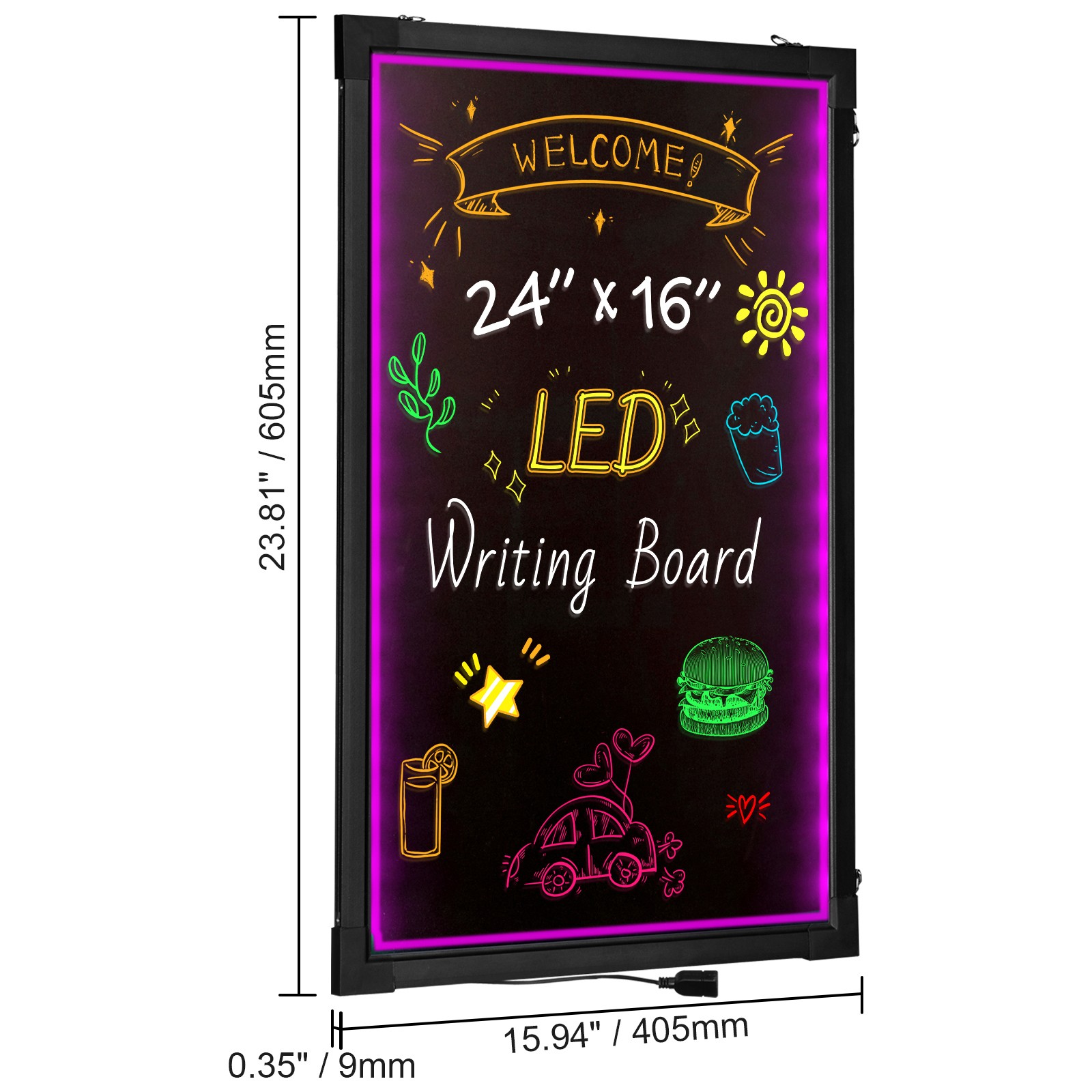 Uimoso Illuminated LED Chalkboard 24&Prime;x16&Prime; with Erasable Writing Surface